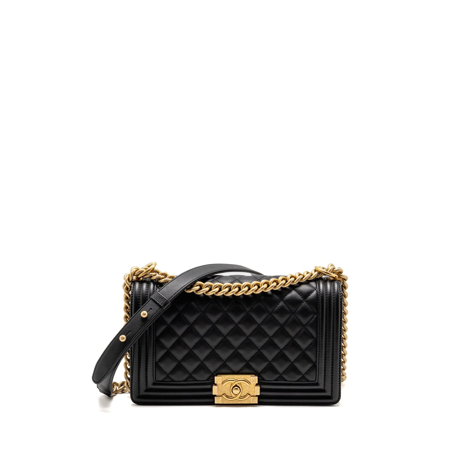 Chanel boy Calfskin GHW microchip Black Handbag Black Ghwmicrochip