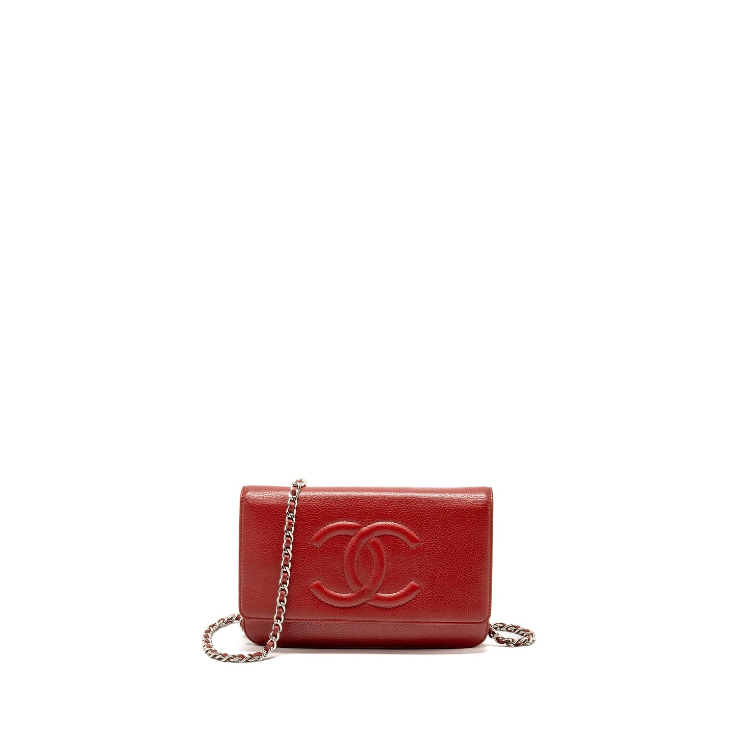 Chanel Timeless On Caviar SHW Red Wallet Case