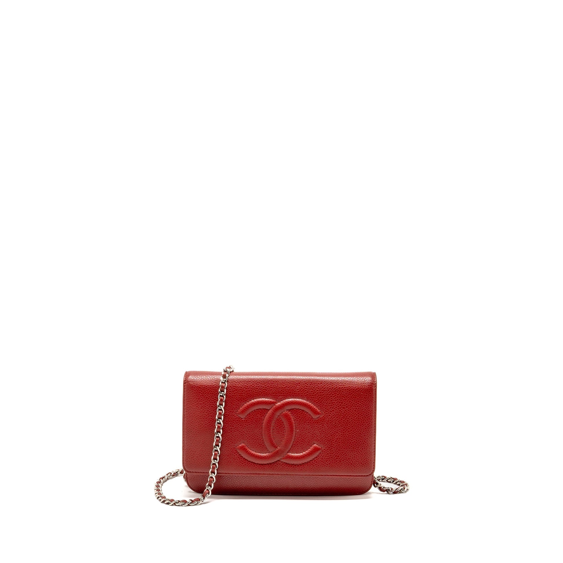 Chanel Timeless On Caviar SHW Red Wallet Case