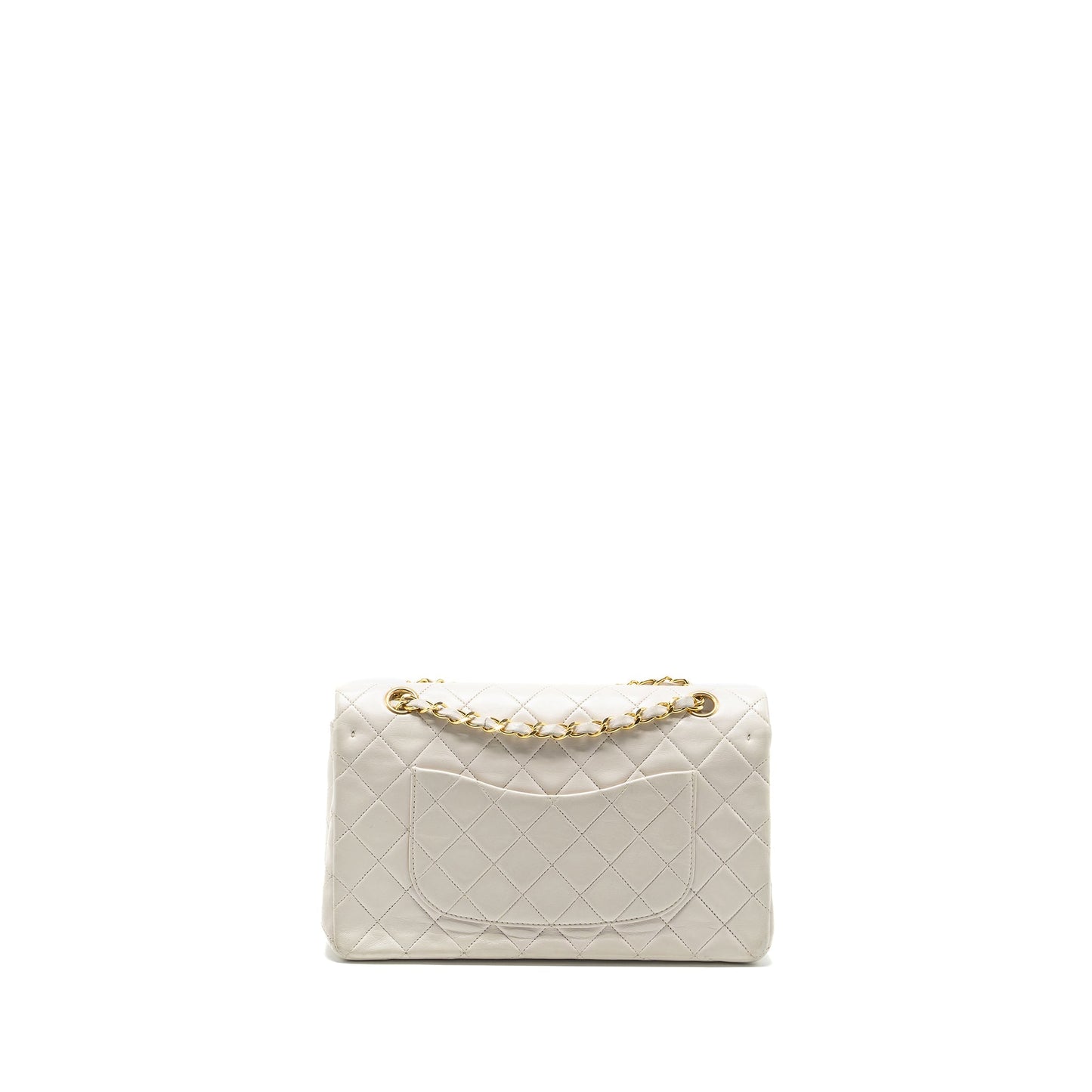 Chanel Classic Double Flap Lambskin GHW White Shoulder Bag