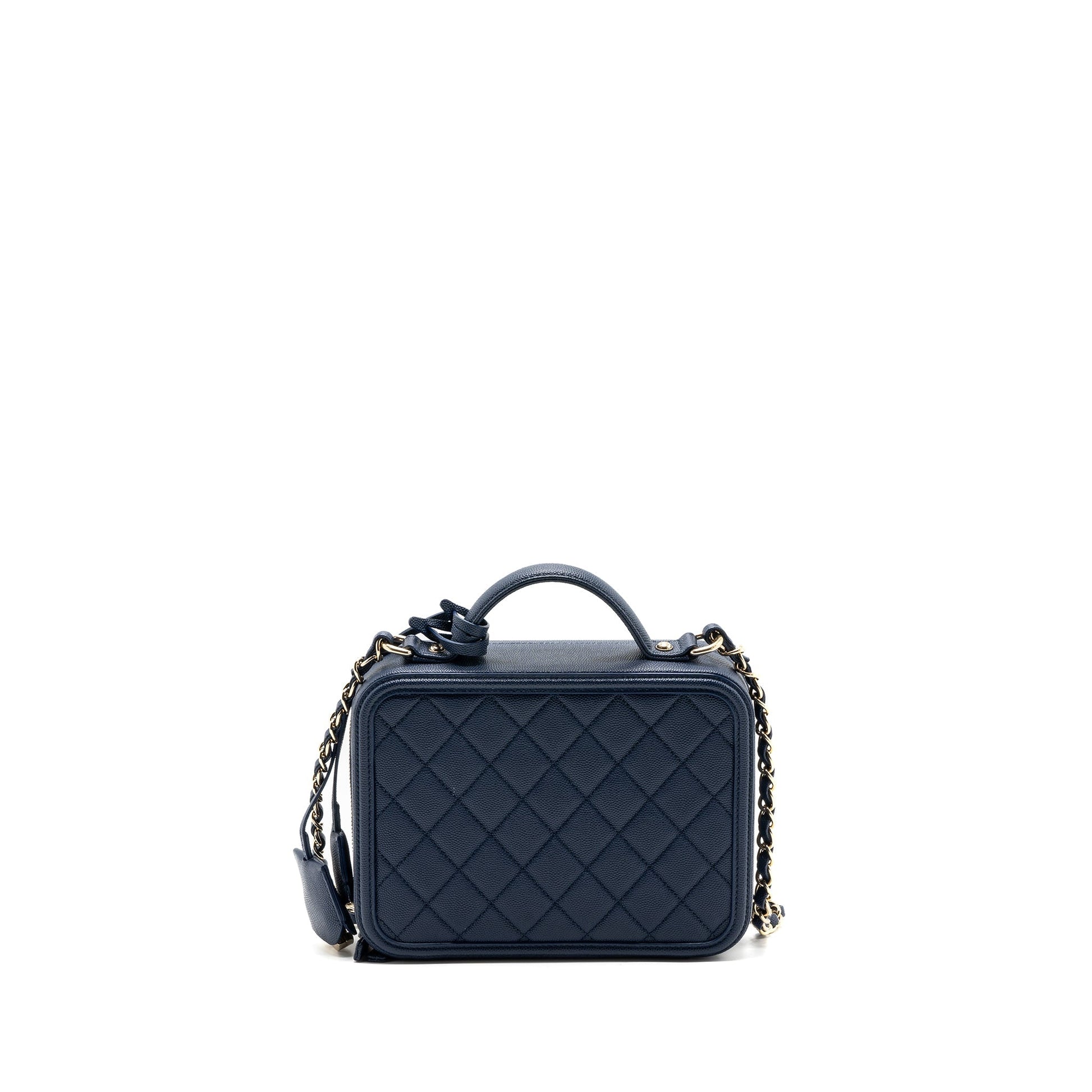 Chanel Filigree camera caviar dark LGHW Blue Crossbody Bag