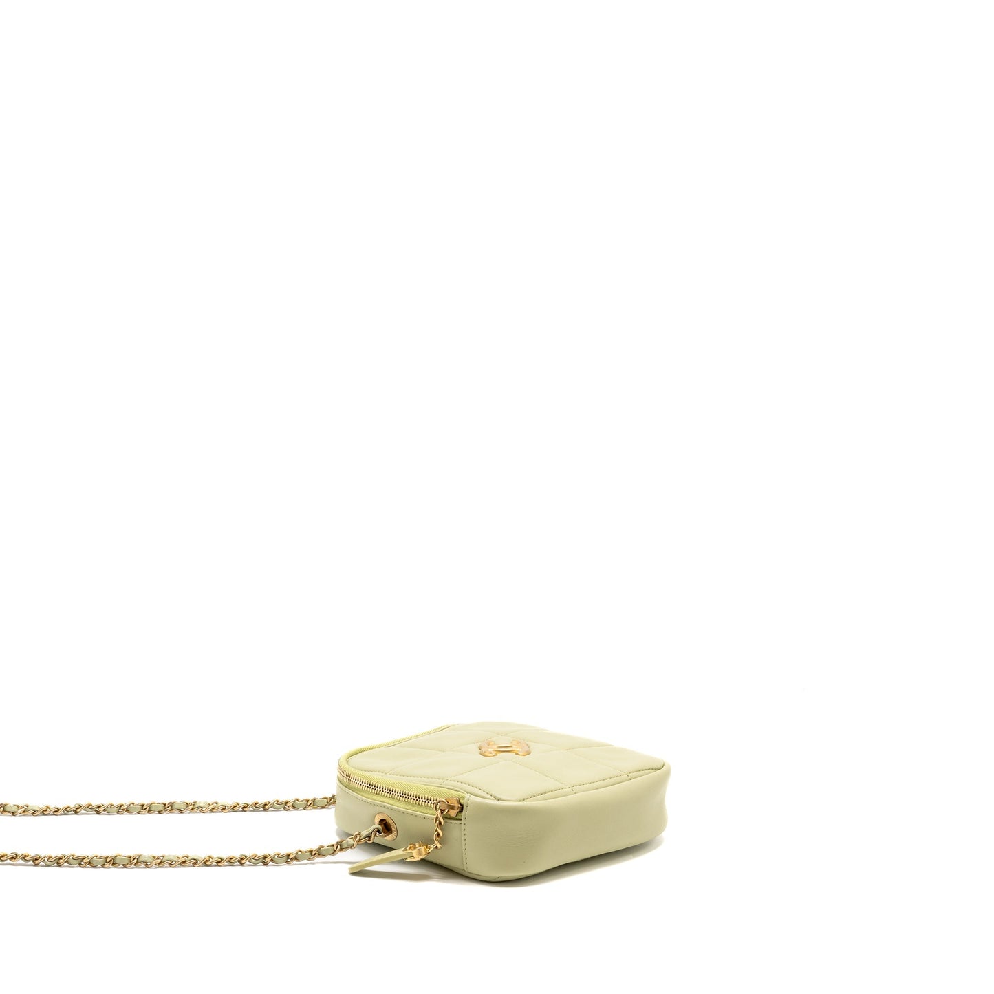 Chanel 20a Diamond Shape Quilted Lambskin Light Green Crossbody Bag