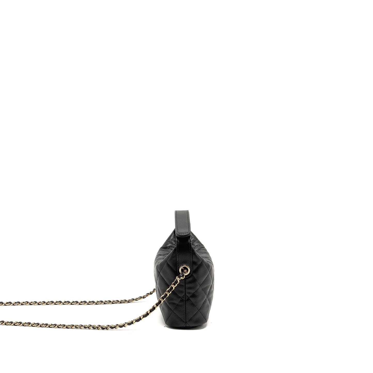 Chanel Quilted Hobo Caviar GHW Microchip Black Shoulder Bag
