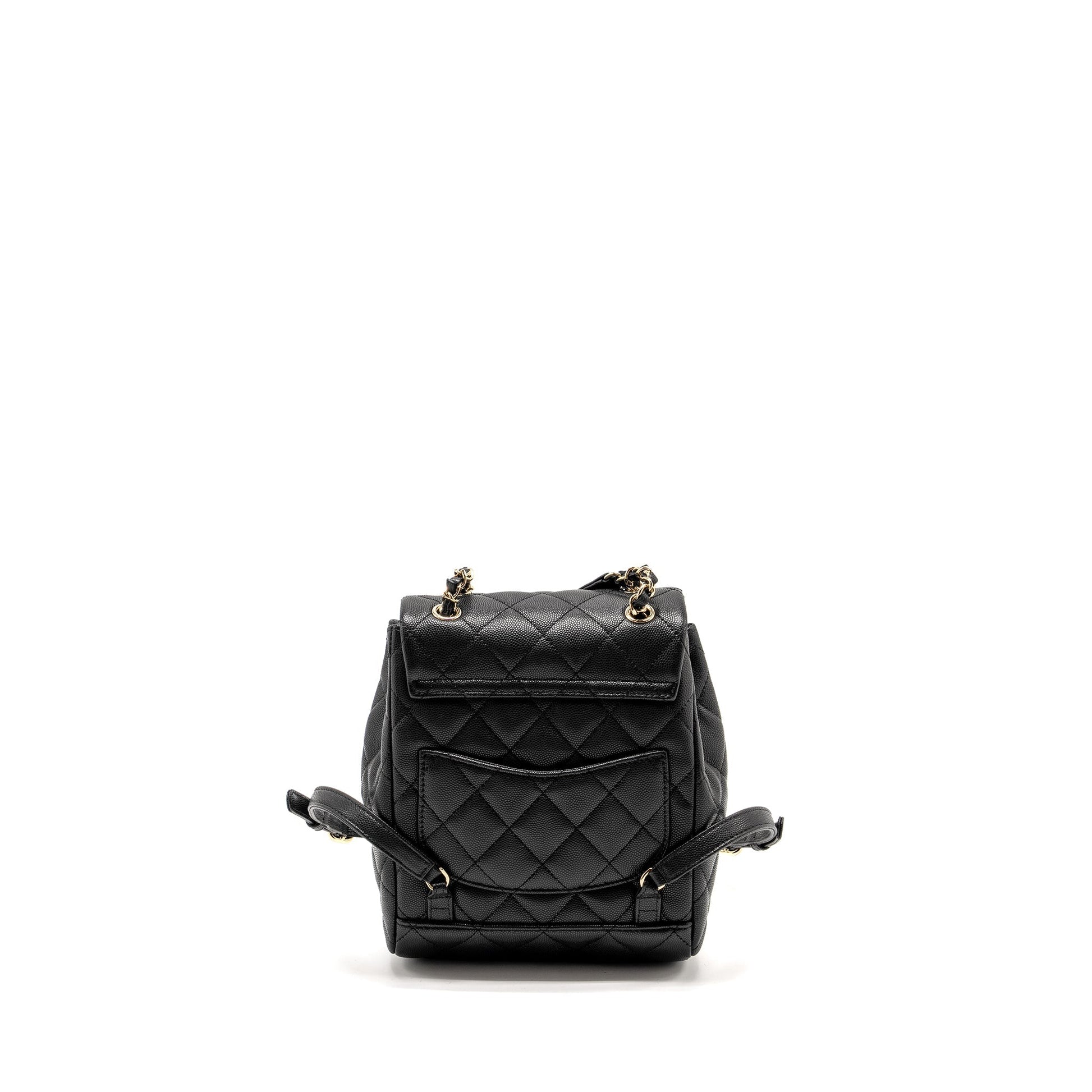 Chanel 23s Quilted Backpack Caviar LGHW Microchip Black