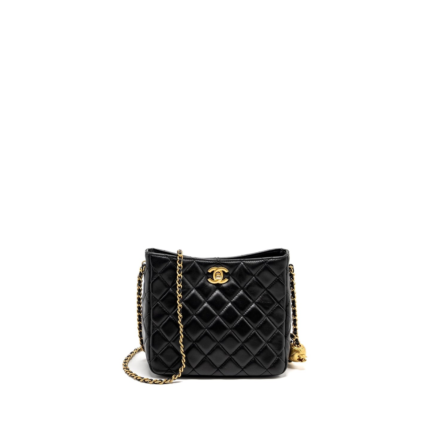 Chanel 22B Pearl Crush Hobo Lambskin GHW Black Shoulder Bag Microchip 1