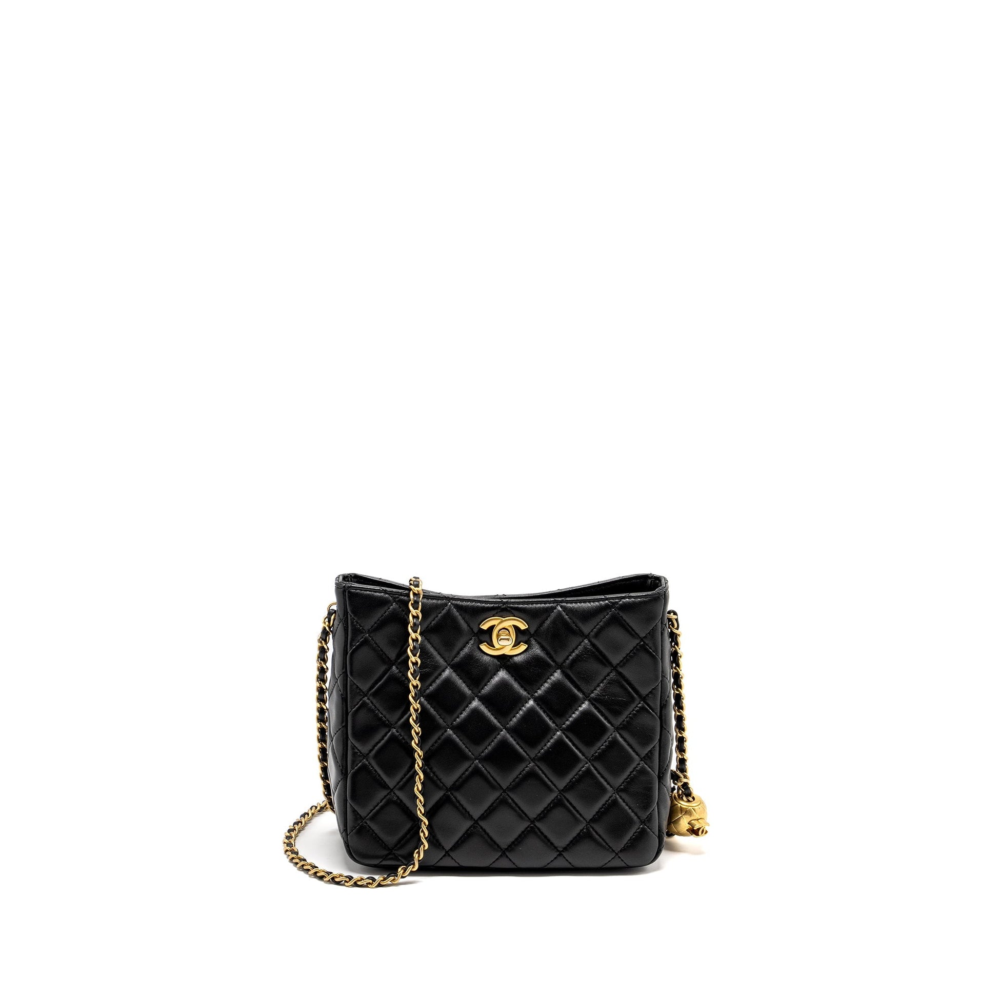Chanel 22B Pearl Crush Hobo Lambskin GHW Black Shoulder Bag Microchip 1