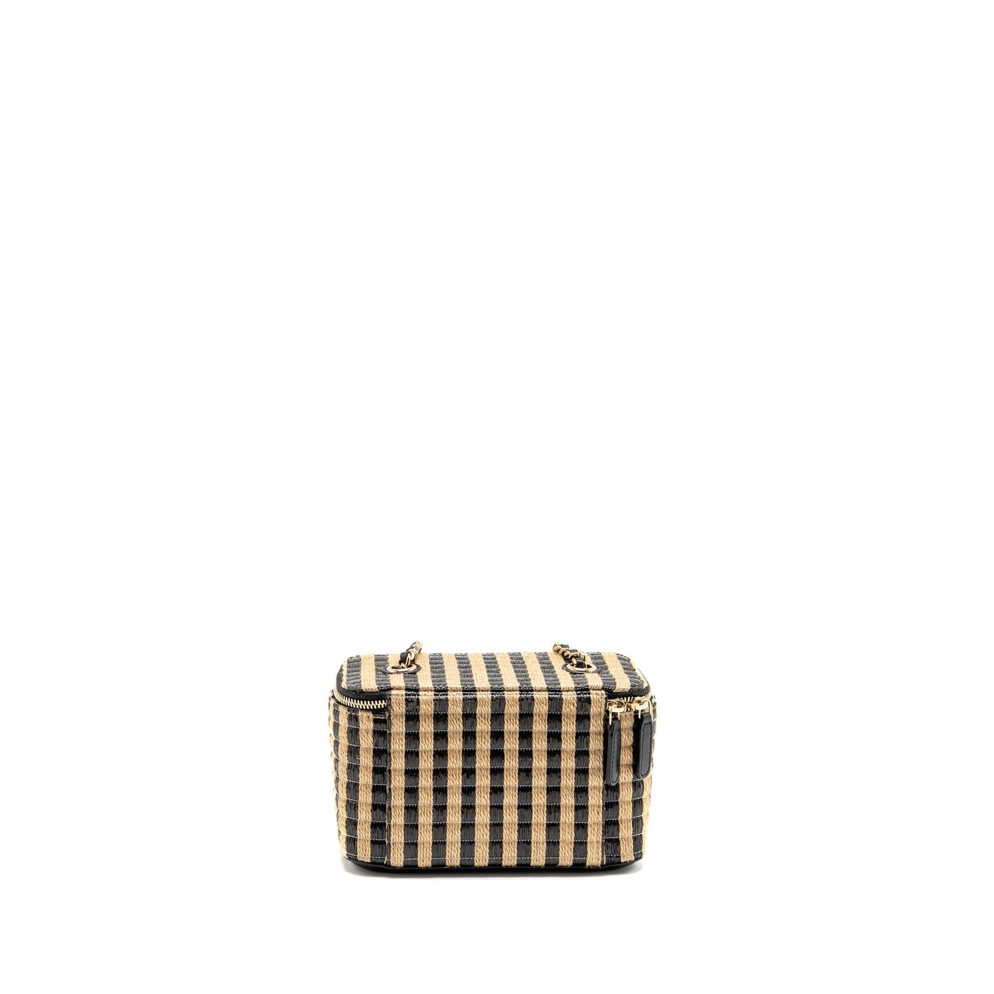 Chanel long vanity raffia calfskin LGHW Black Beige Handbag