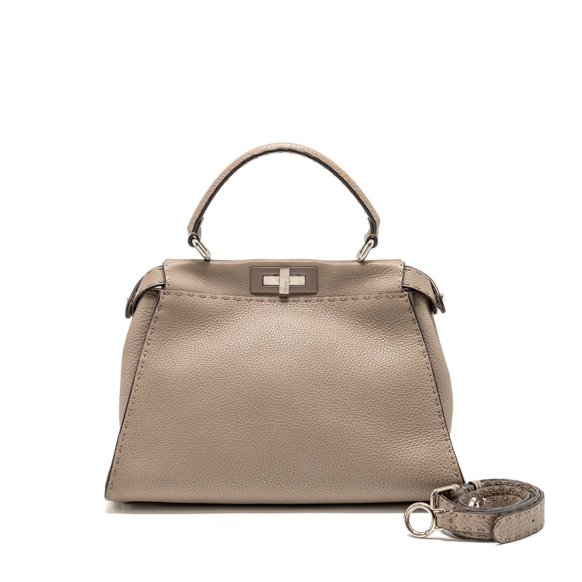 Fendi Iseeu Peekaboo Calfskin Grey Handbag Gray Medium Travel Bag