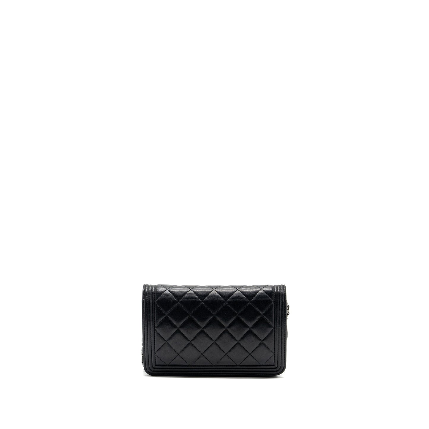 Chanel Boy On Lambskin Ruthenium Hardware Black Wallet Case