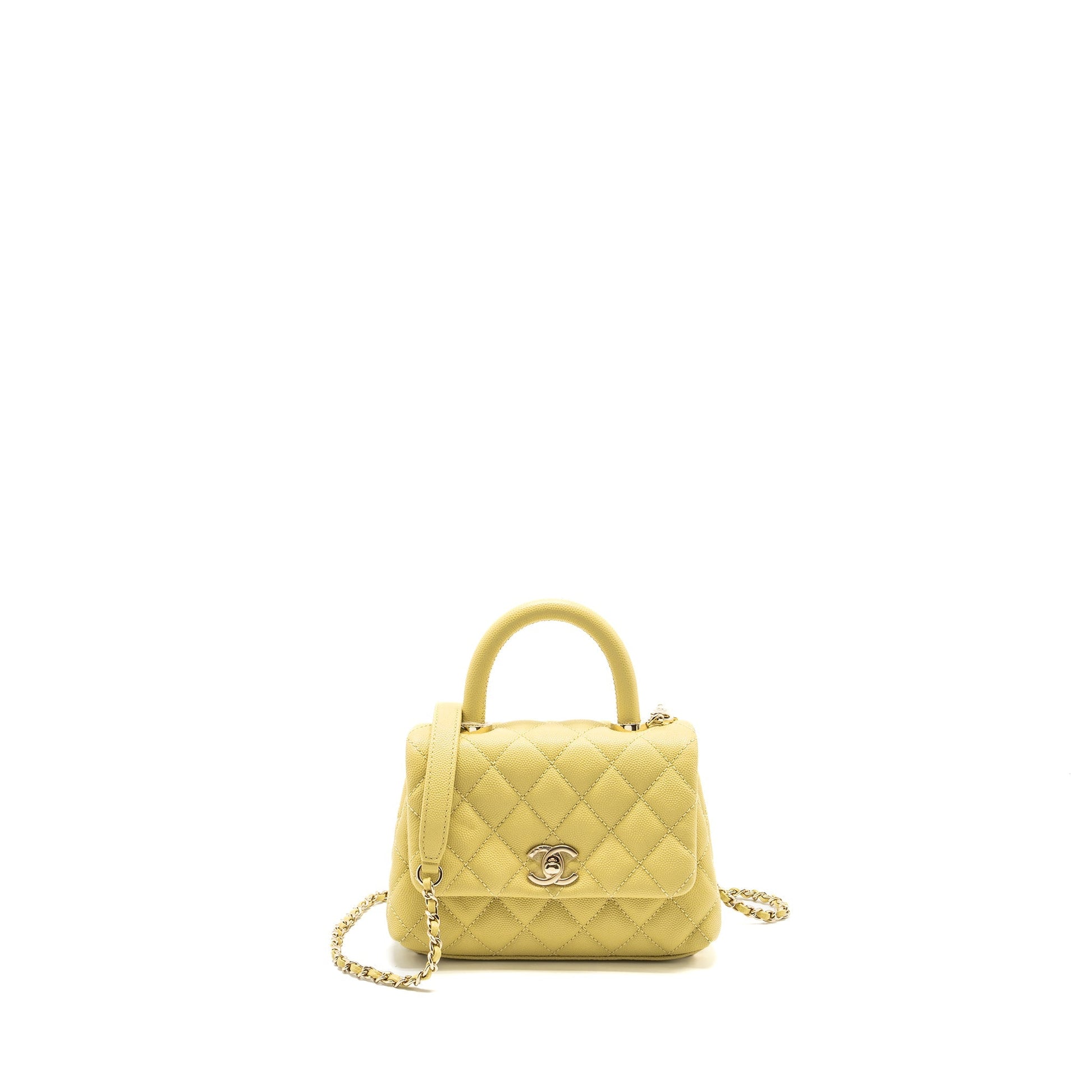 Chanel Cocohandle caviar Yellow LGHW Green Mini Bag