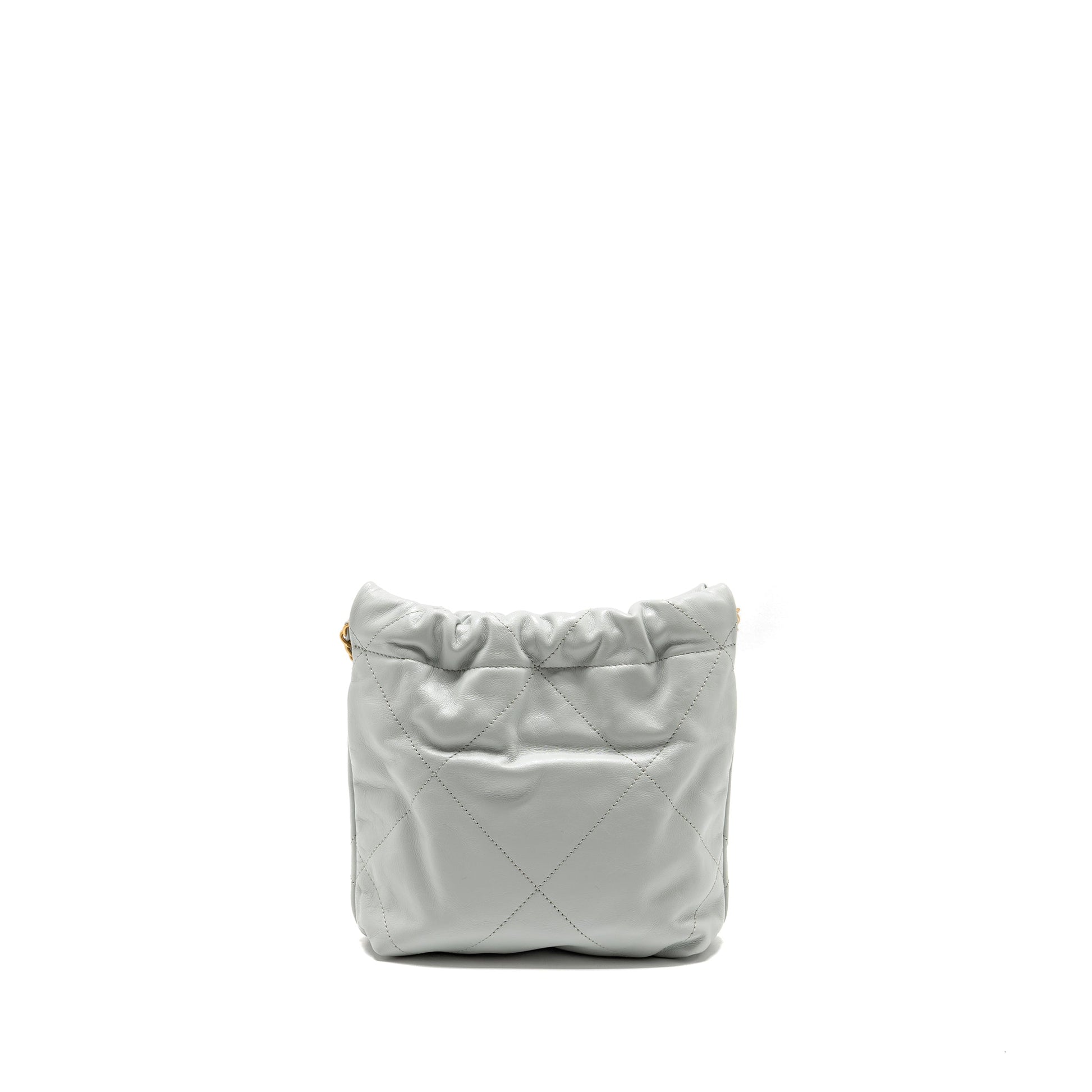 Chanel 22 Calfskin Light GHW Microchip Grey Mini Bag