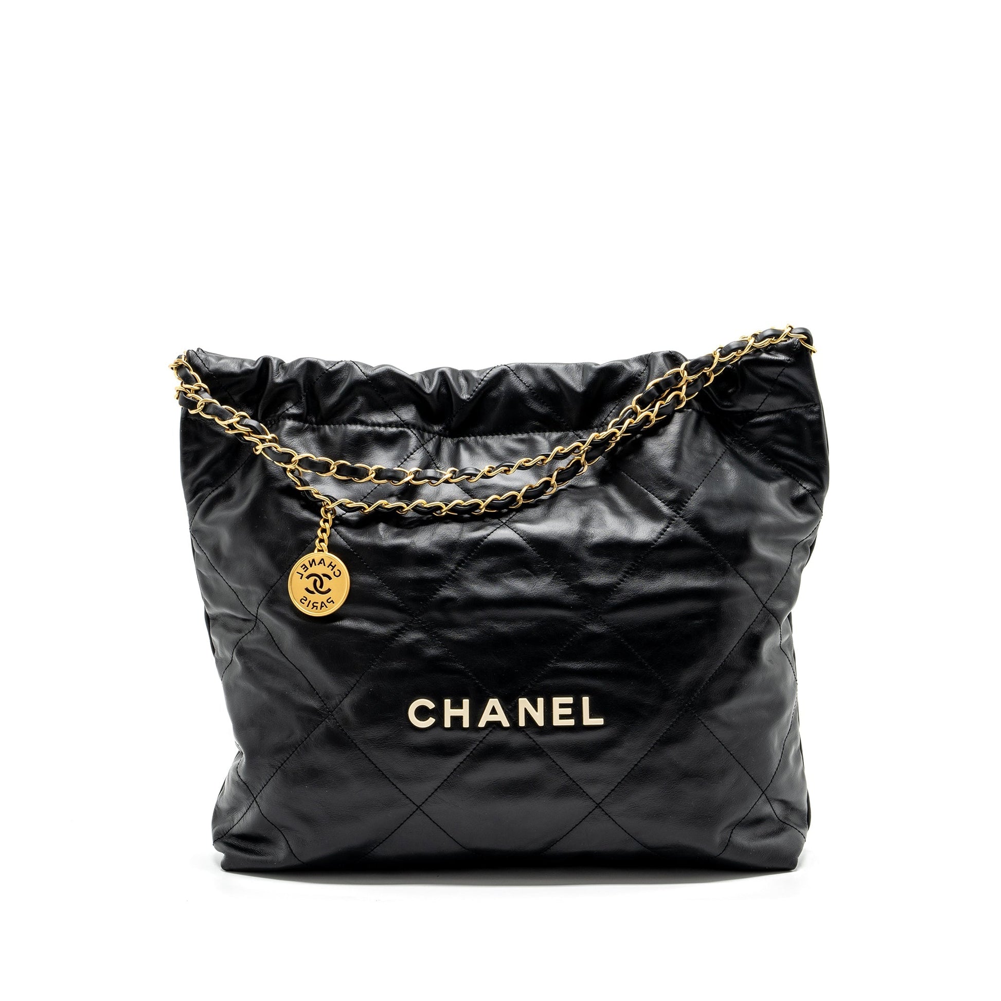 Chanel 22 calfskin GHW microchip Black Leather Handbag