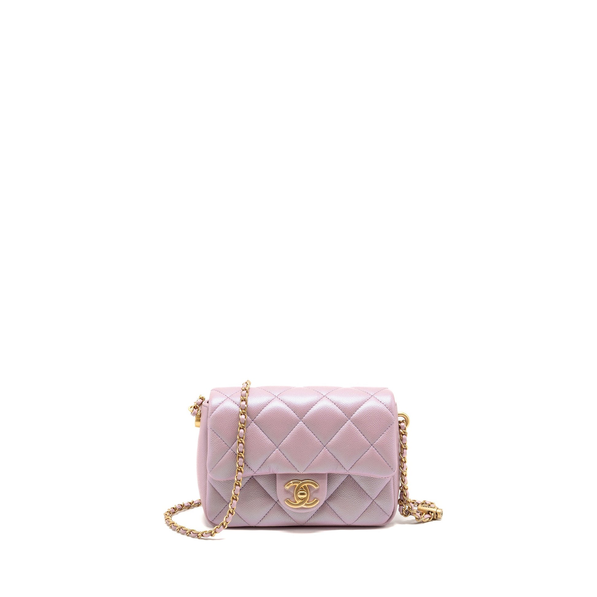 Chanel 21k My Perfect Flap Caviar Iridescent Pink Shoulder Bag Microchip 1
