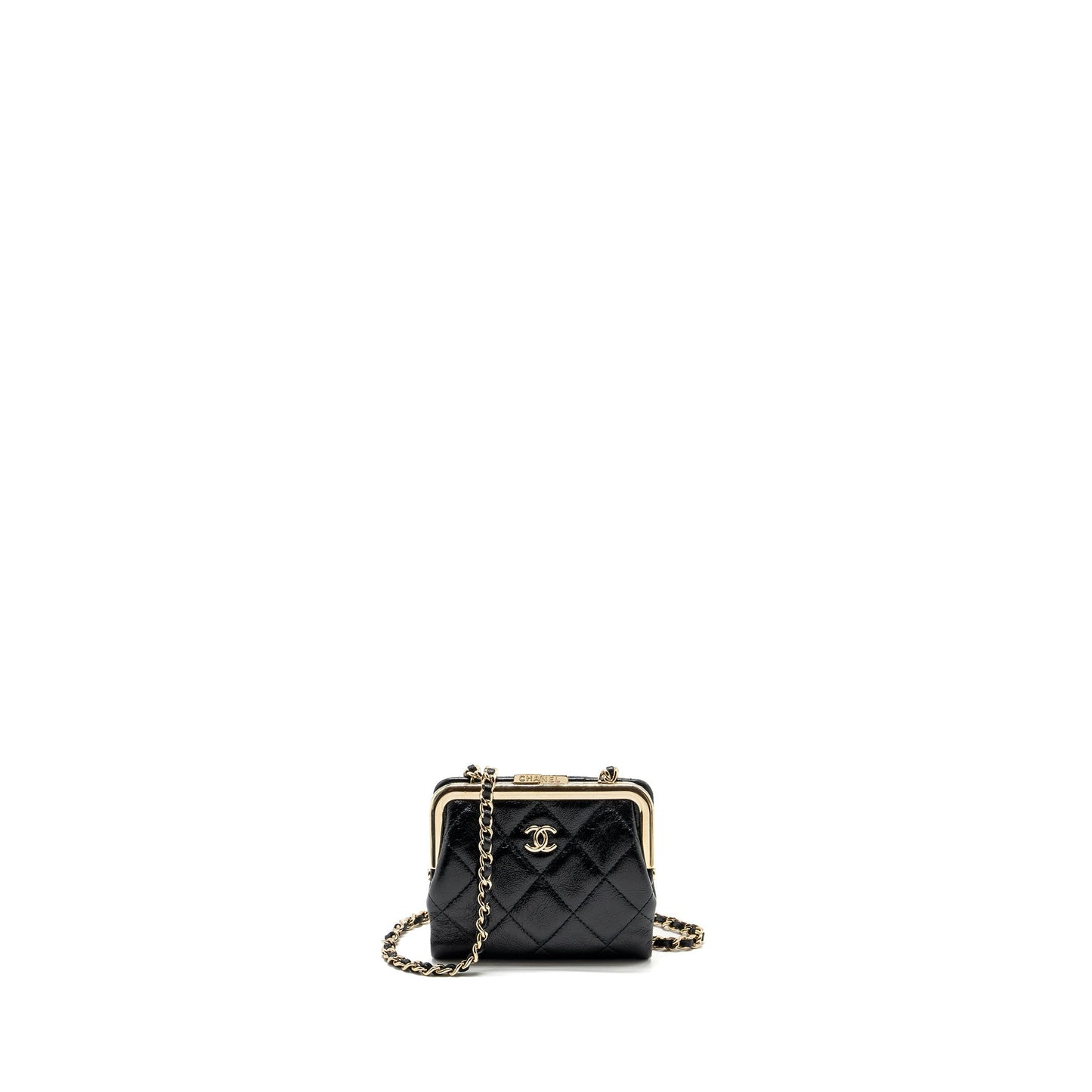 Chanel Quilted Clip Purse Aged Calfskin LGHW Black Mini Bag