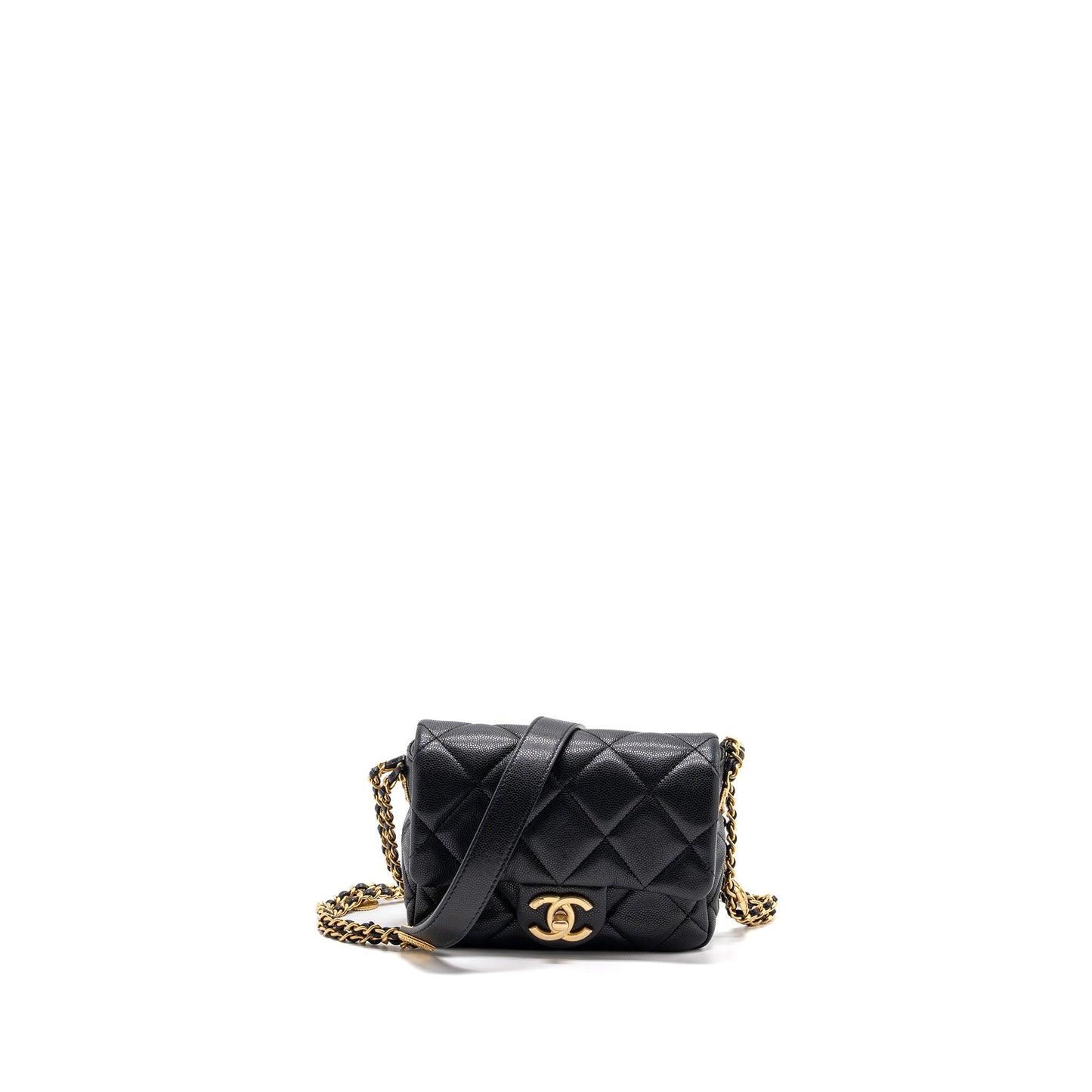 Chanel twist your button square flap caviar Black Shoulder Bag