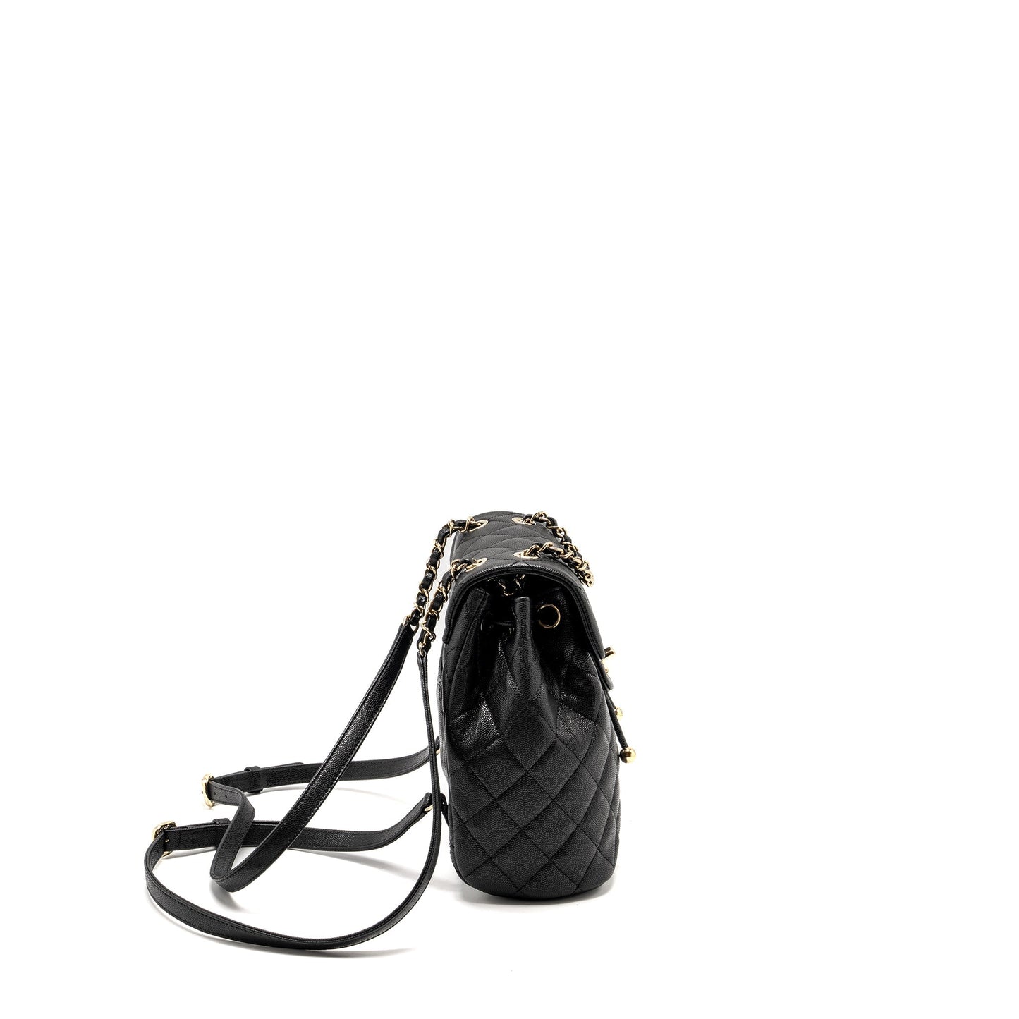 Chanel 23s Quilted Backpack Caviar LGHW Microchip Black