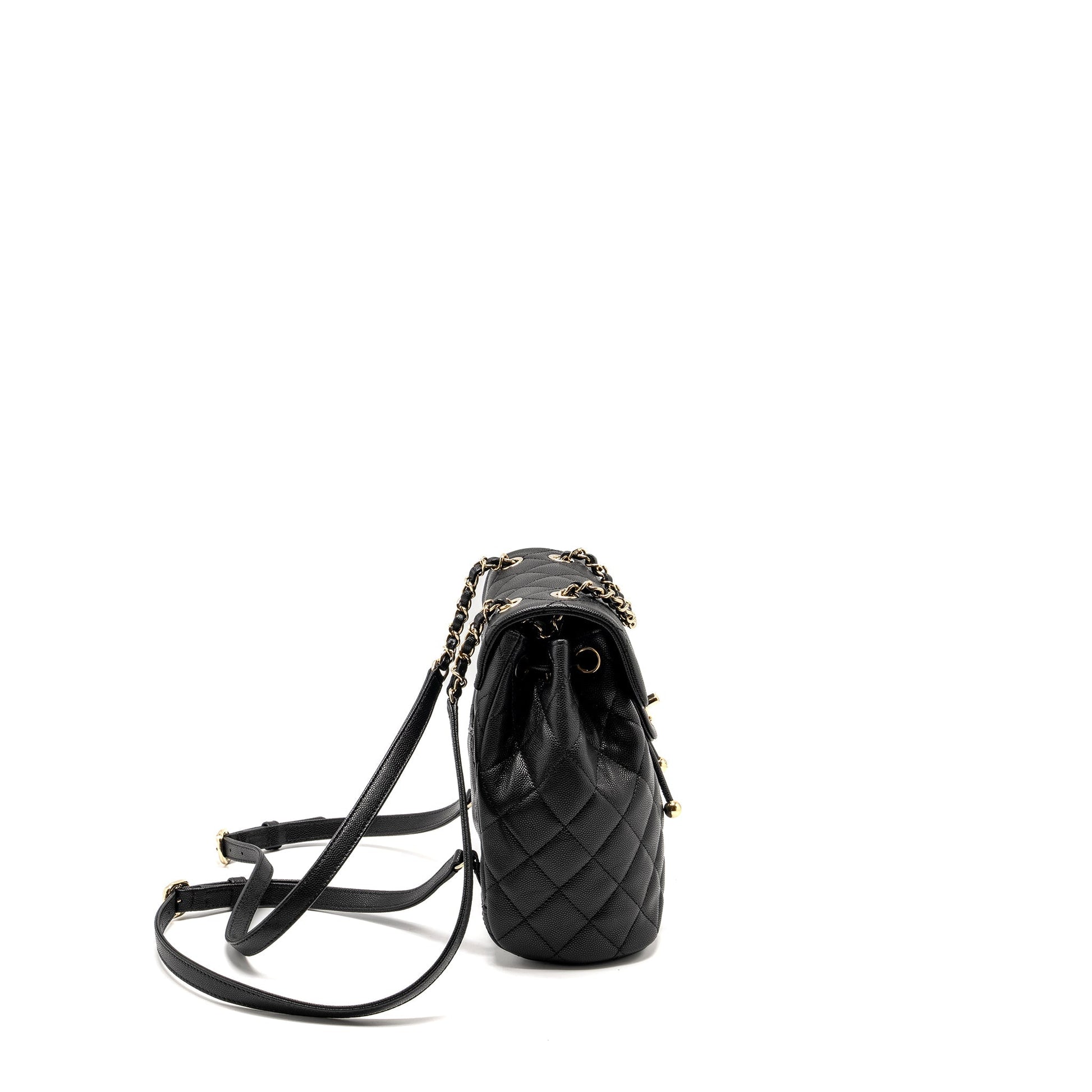 Chanel 23s Quilted Backpack Caviar LGHW Microchip Black