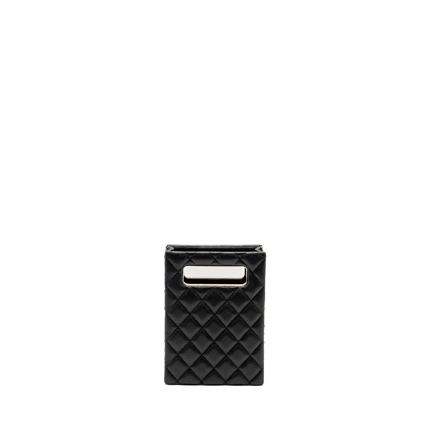Chanel Quilted Evening Box Caviar LGHW Microchip Black Handbag