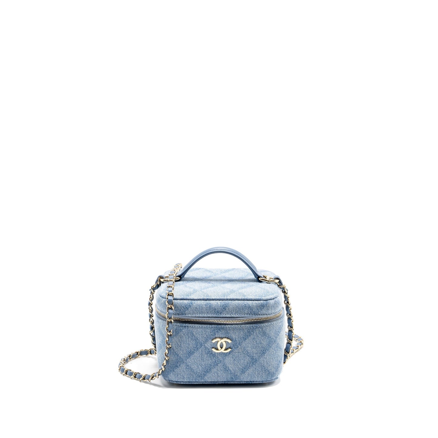 Chanel Vanity Denim LGHW Microchip Blue Handbag