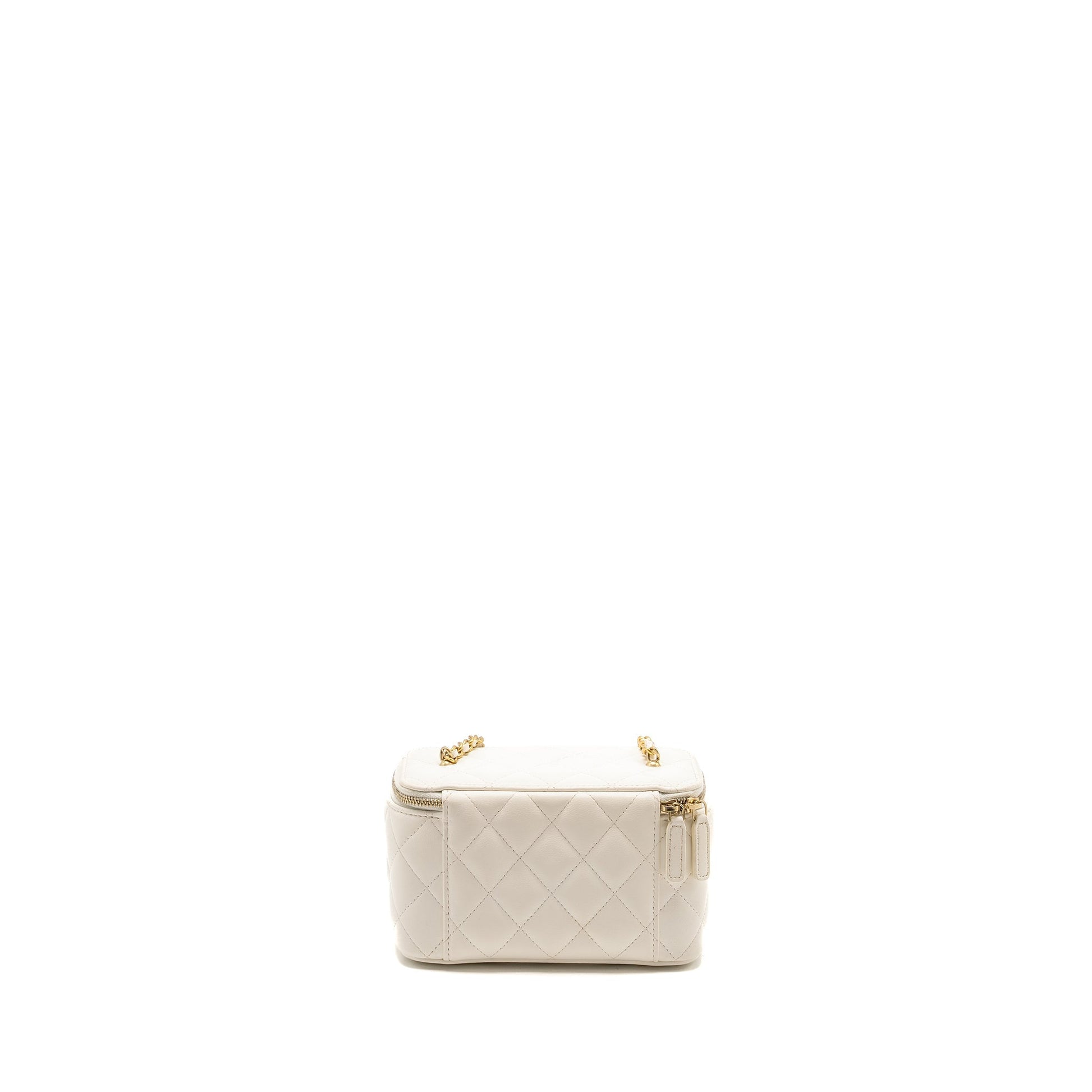 Chanel Pearl Crush Long Vanity Lambskin GHW White Handbag