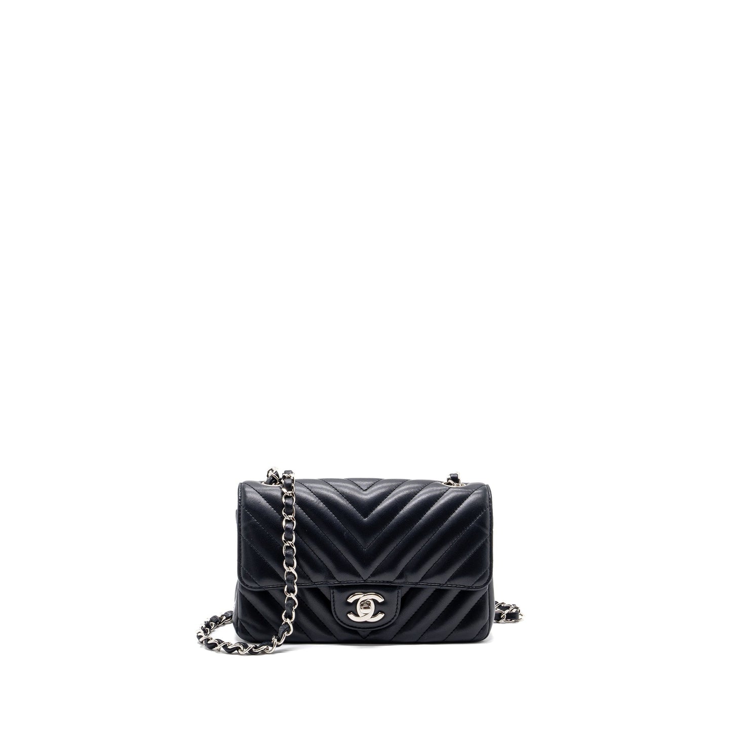Chanel rectangular flap chevron lambskin navy SHW Shoulder Bag