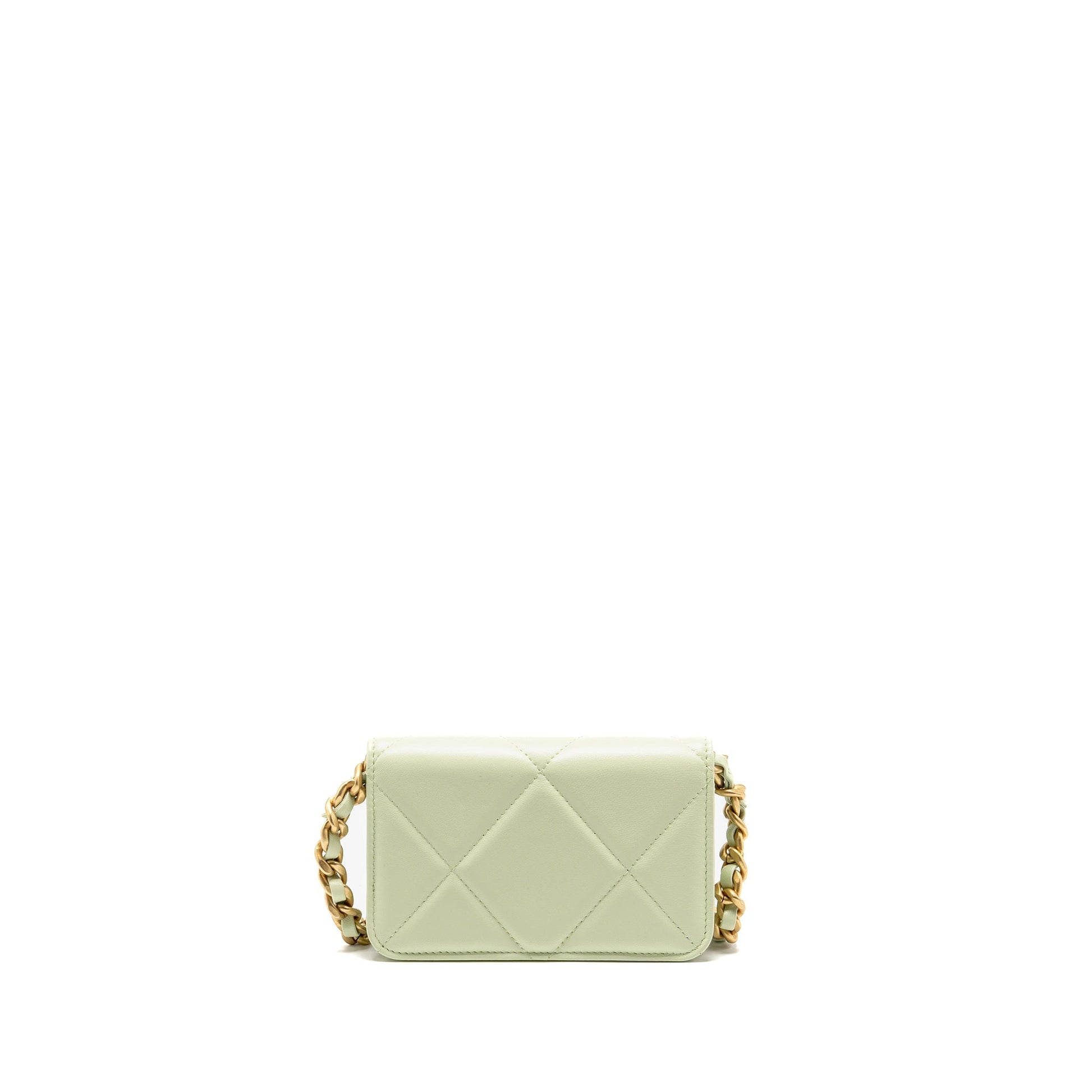 Chanel 19 Lambskin Light hardware Multicolour Green Clutch Bag