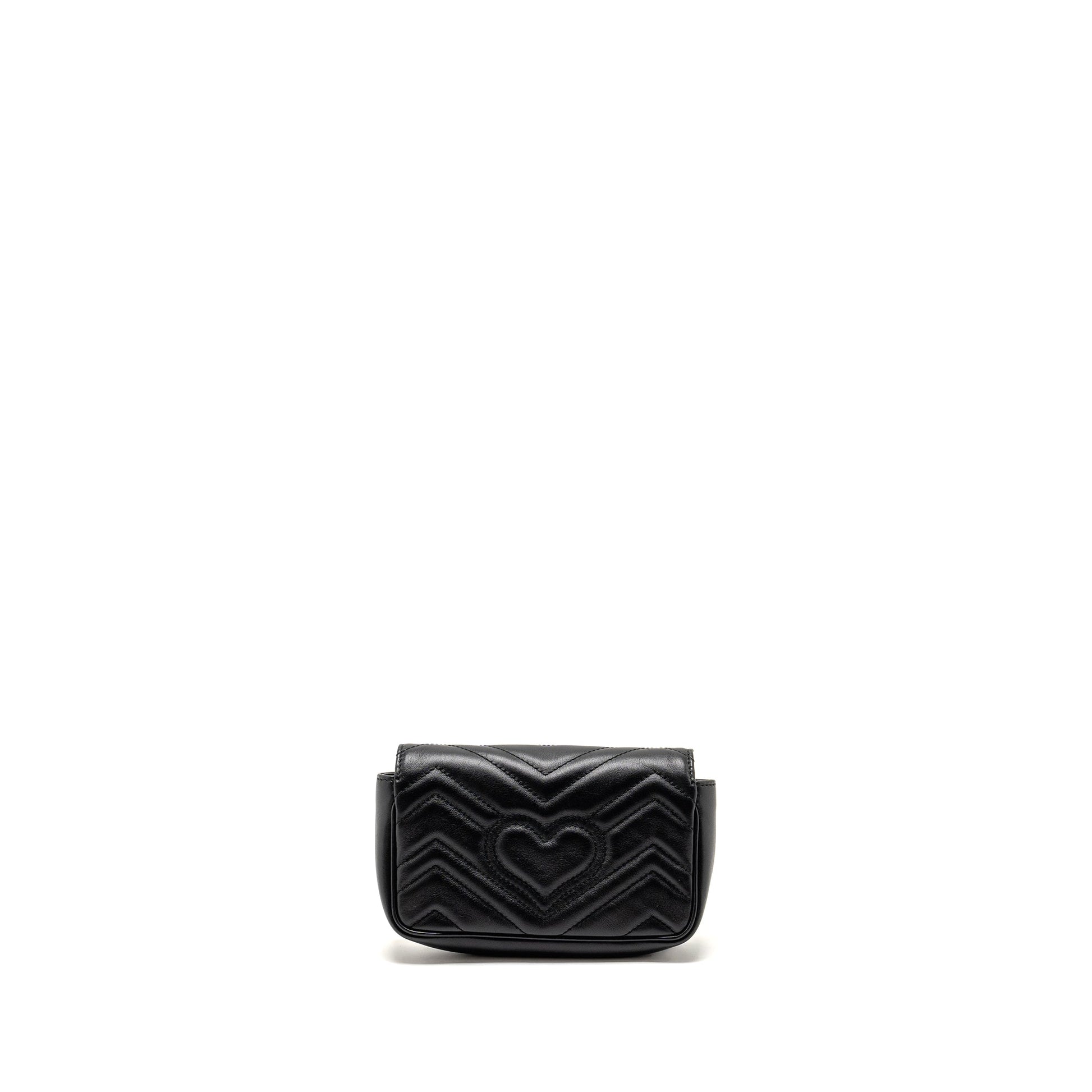 Gucci Super Marmont Calfskin Handbag Black Mini Travel Bag Black Ghw