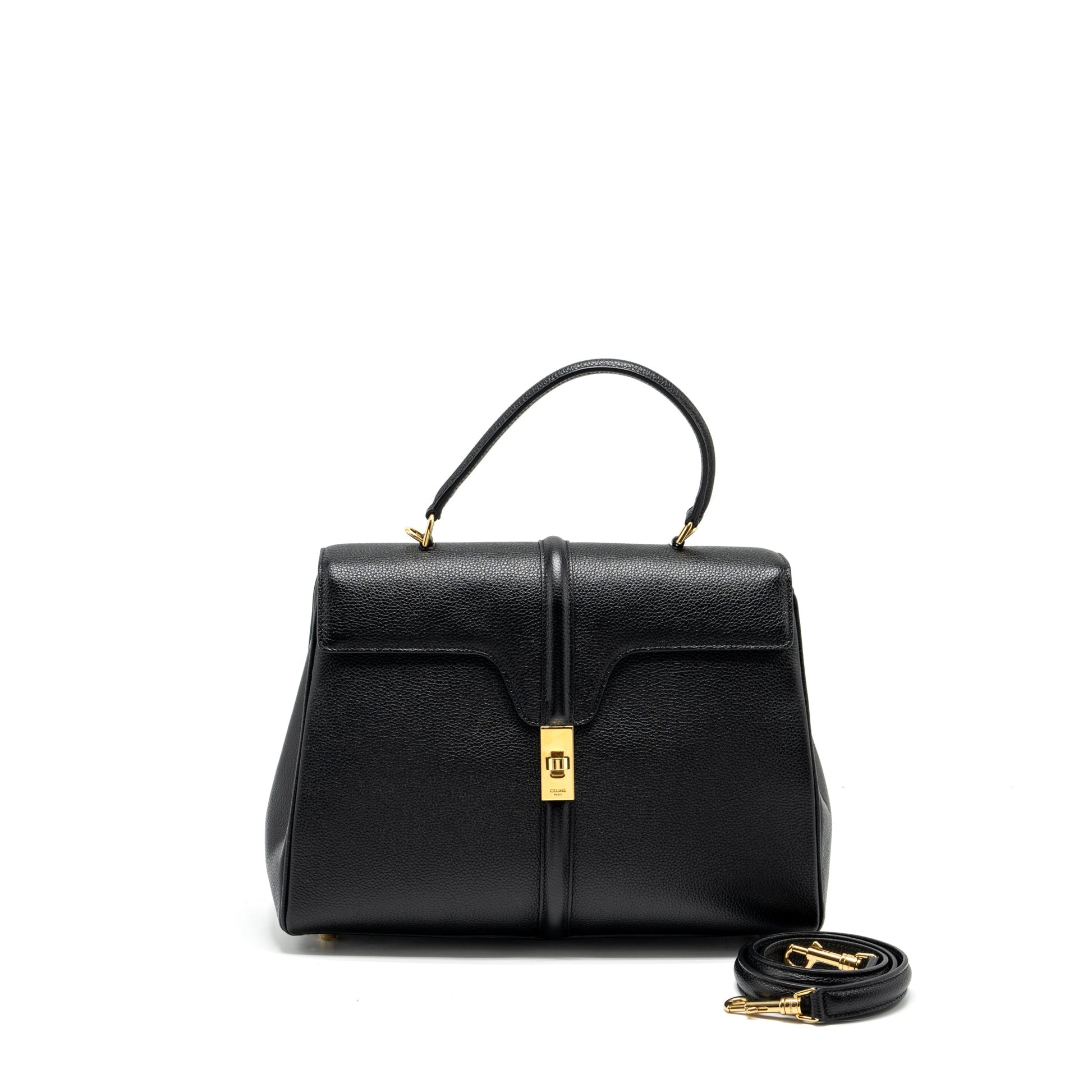 Celine Purse Grained Calfskin Handbag Black Travel Bag