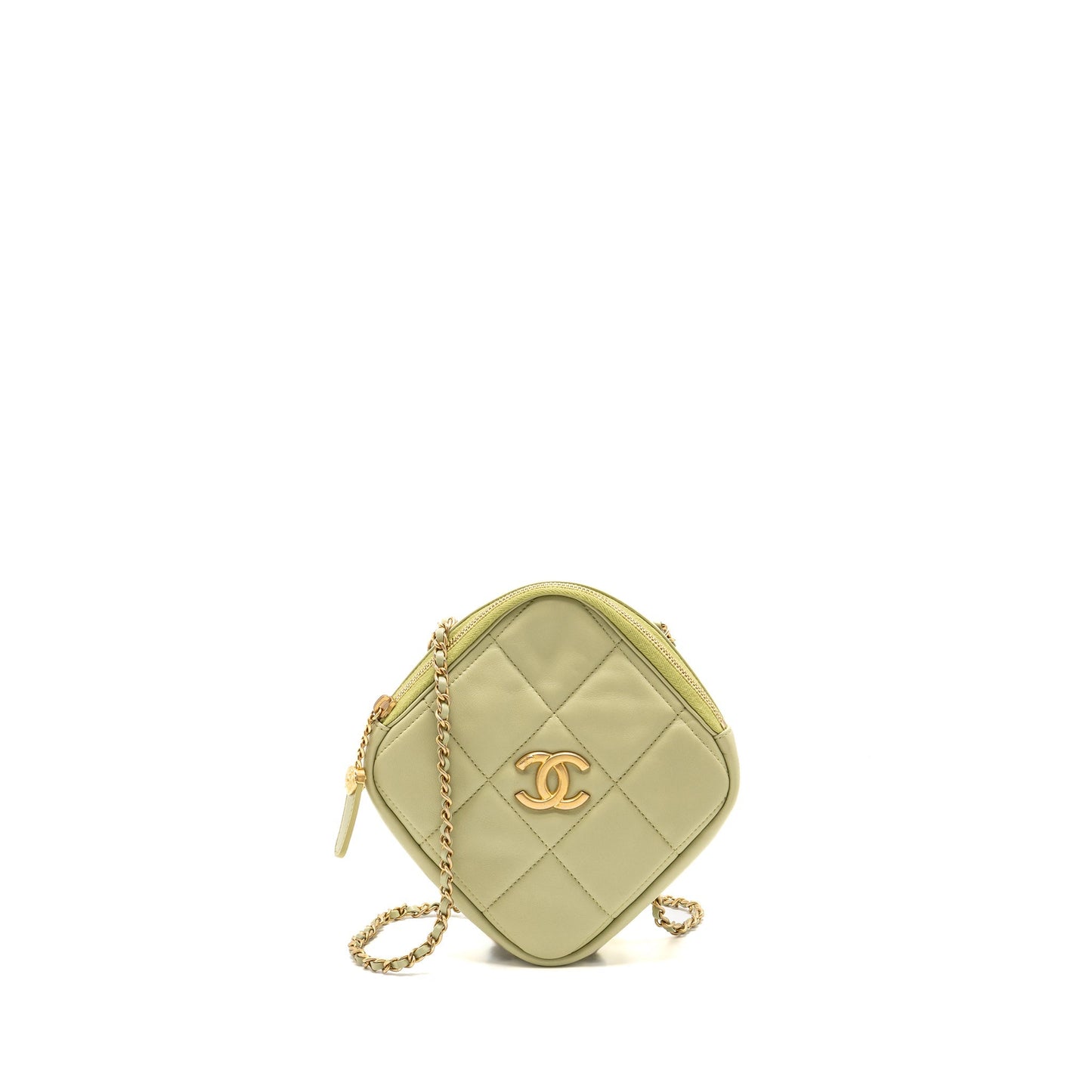 Chanel 20a Diamond Shape Quilted Lambskin Light Green Crossbody Bag