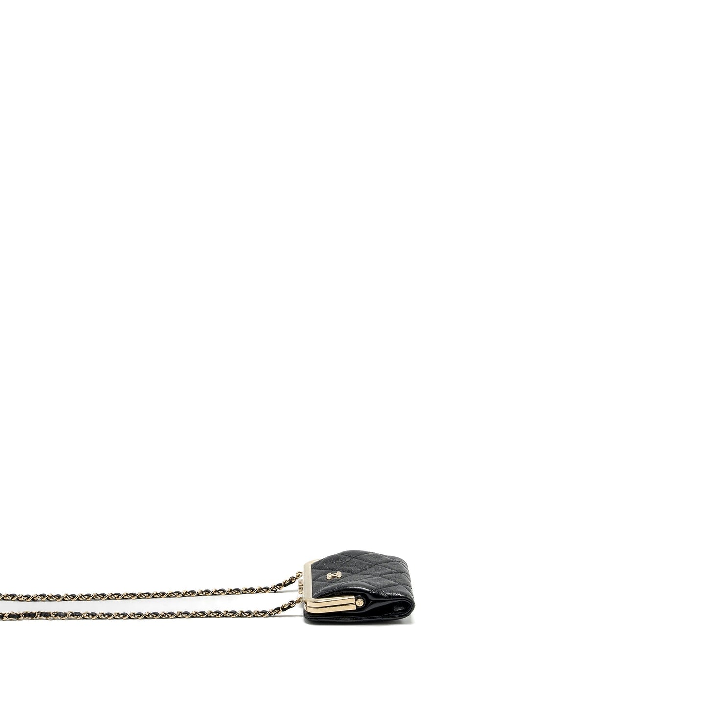 Chanel Quilted Clip Purse Aged Calfskin LGHW Black Mini Bag
