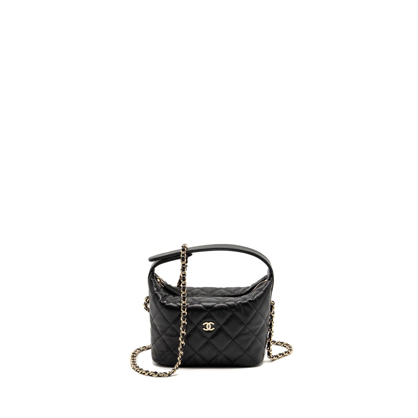 Chanel Quilted Hobo Caviar GHW Microchip Black Shoulder Bag