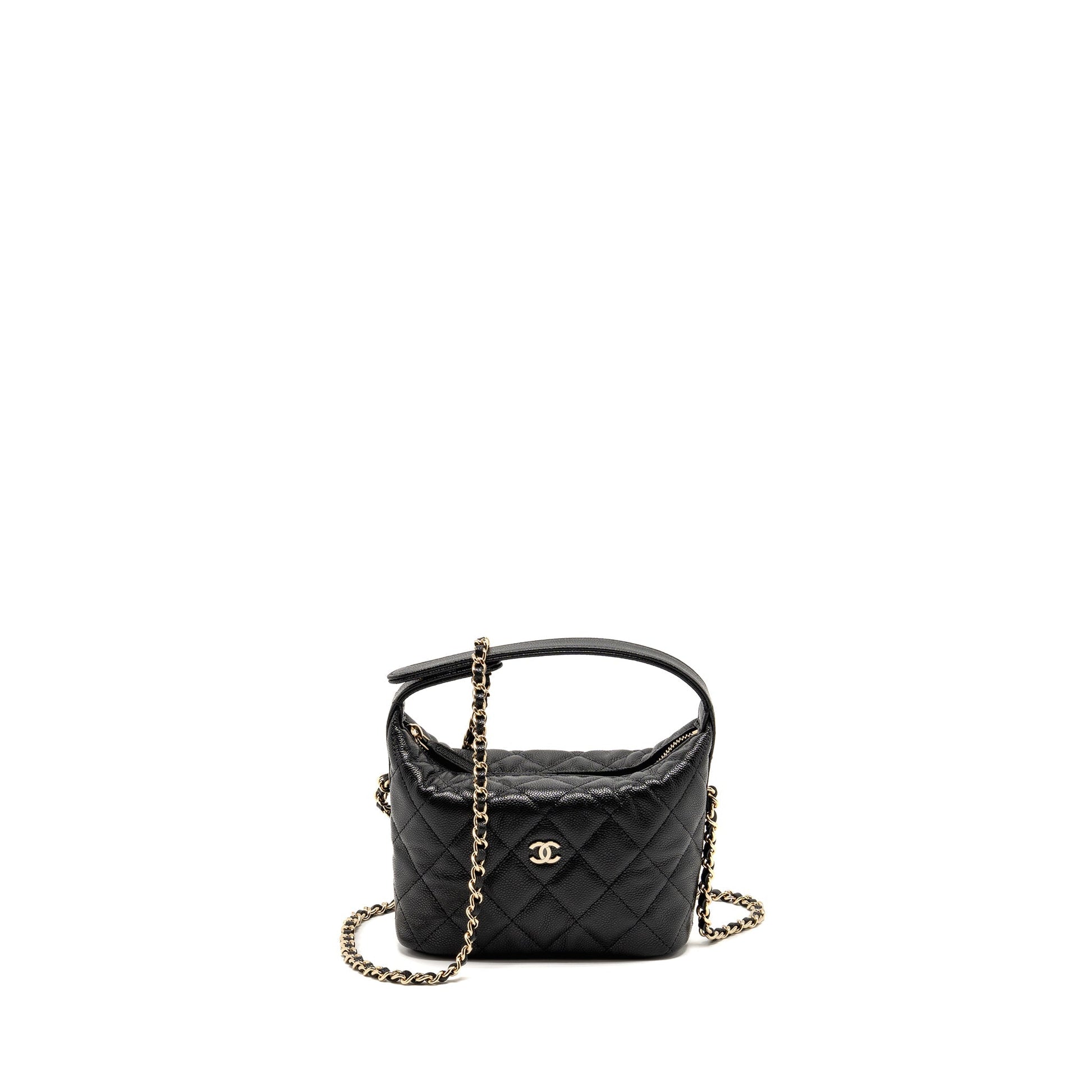 Chanel Quilted Hobo Caviar GHW Microchip Black Shoulder Bag