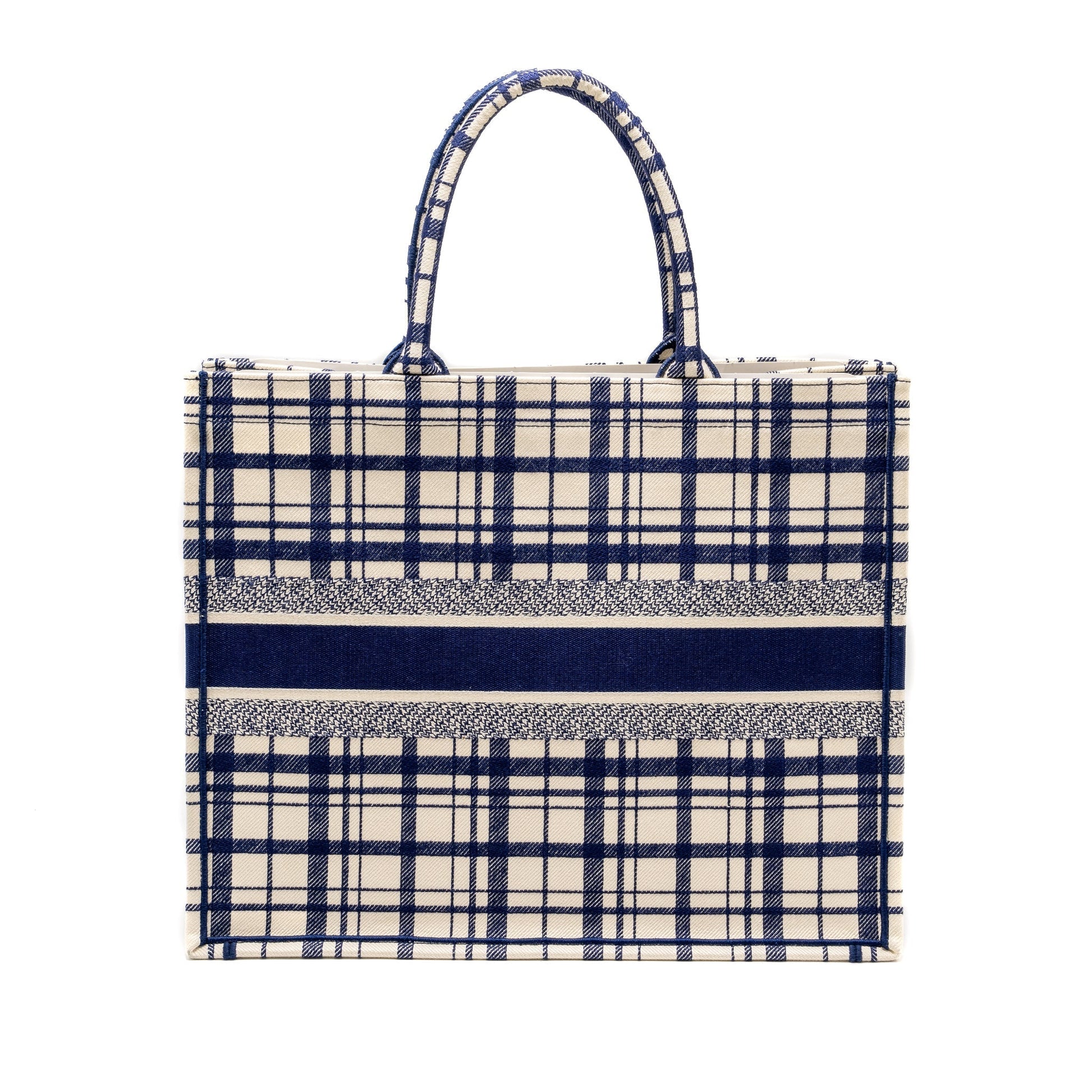 Dior Book Tote Linen Handbag Canvas Blue Tote Bag
