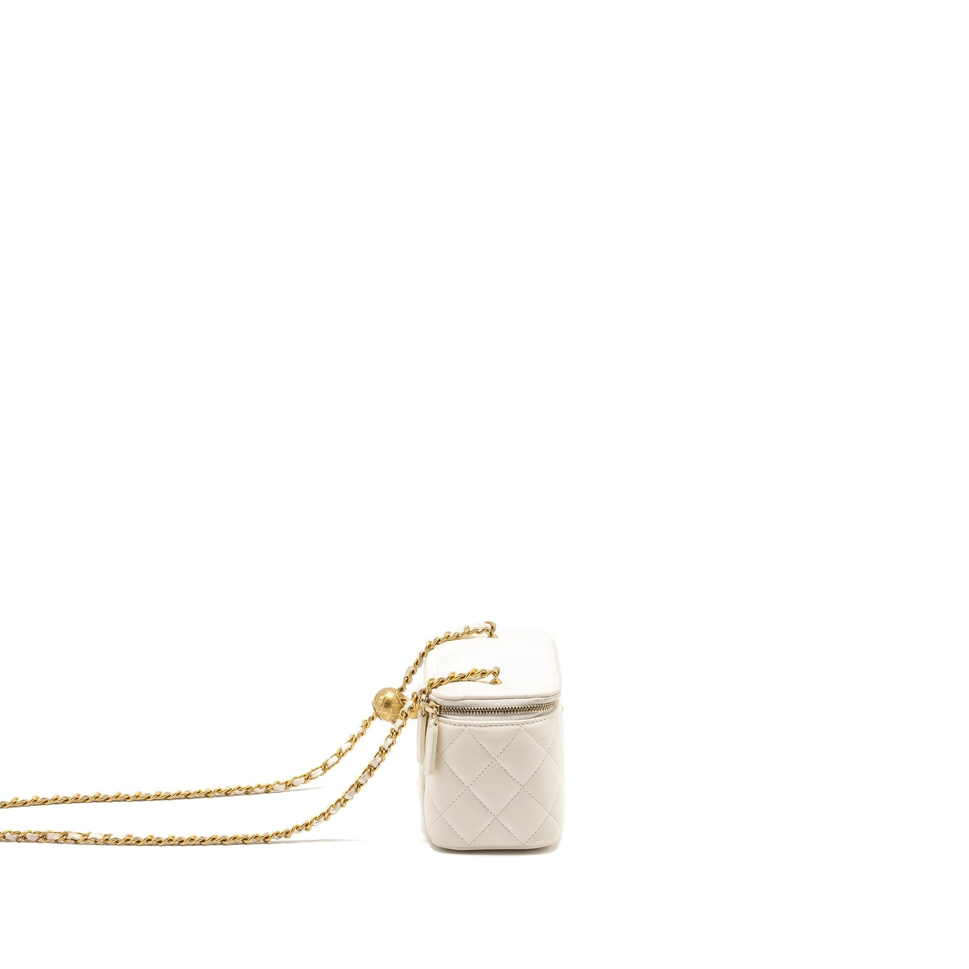 Chanel Pearl Crush Long Vanity Lambskin GHW White Handbag