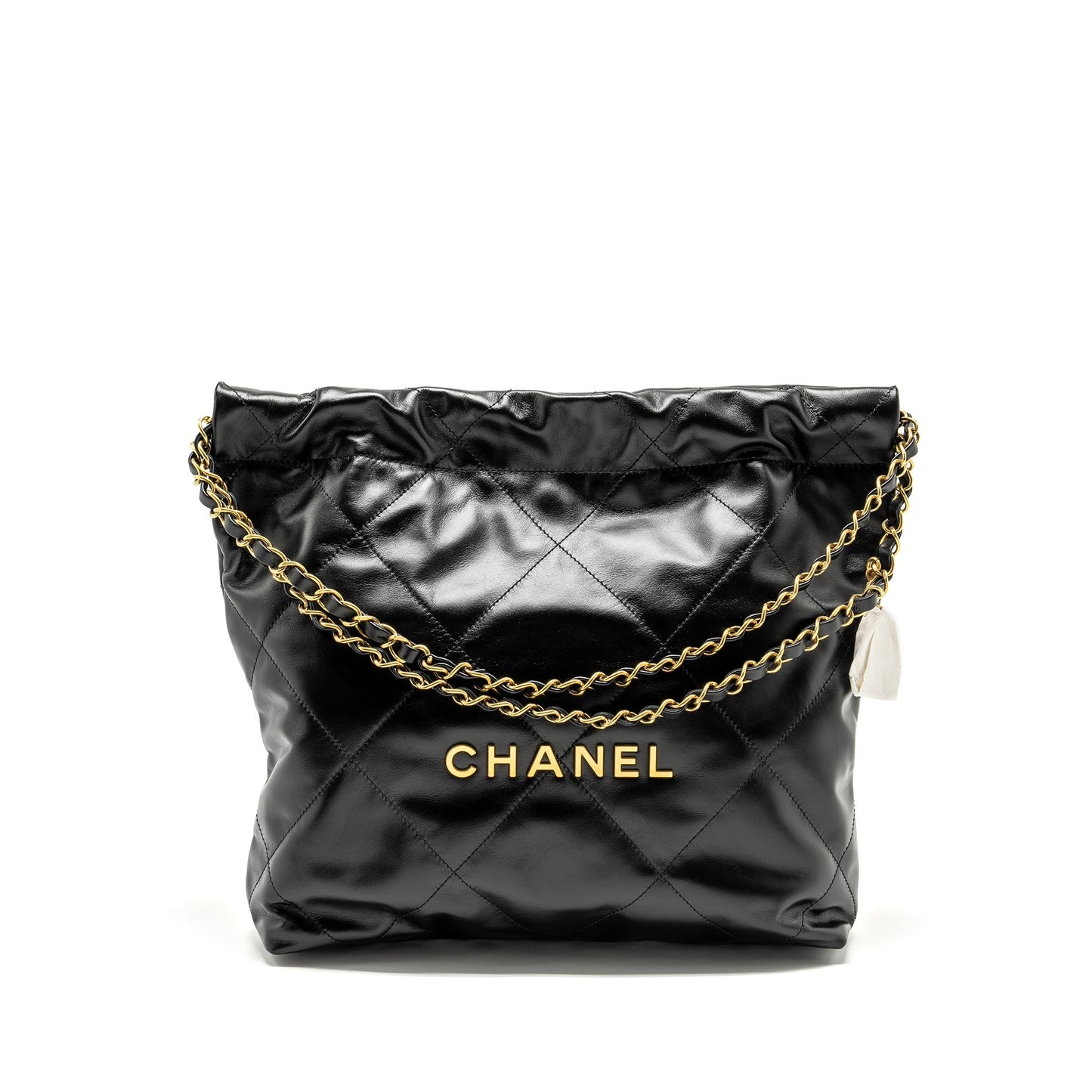 Chanel 22 Shiny Calfskin GHW Microchip Black Small Handbag Microchip 1