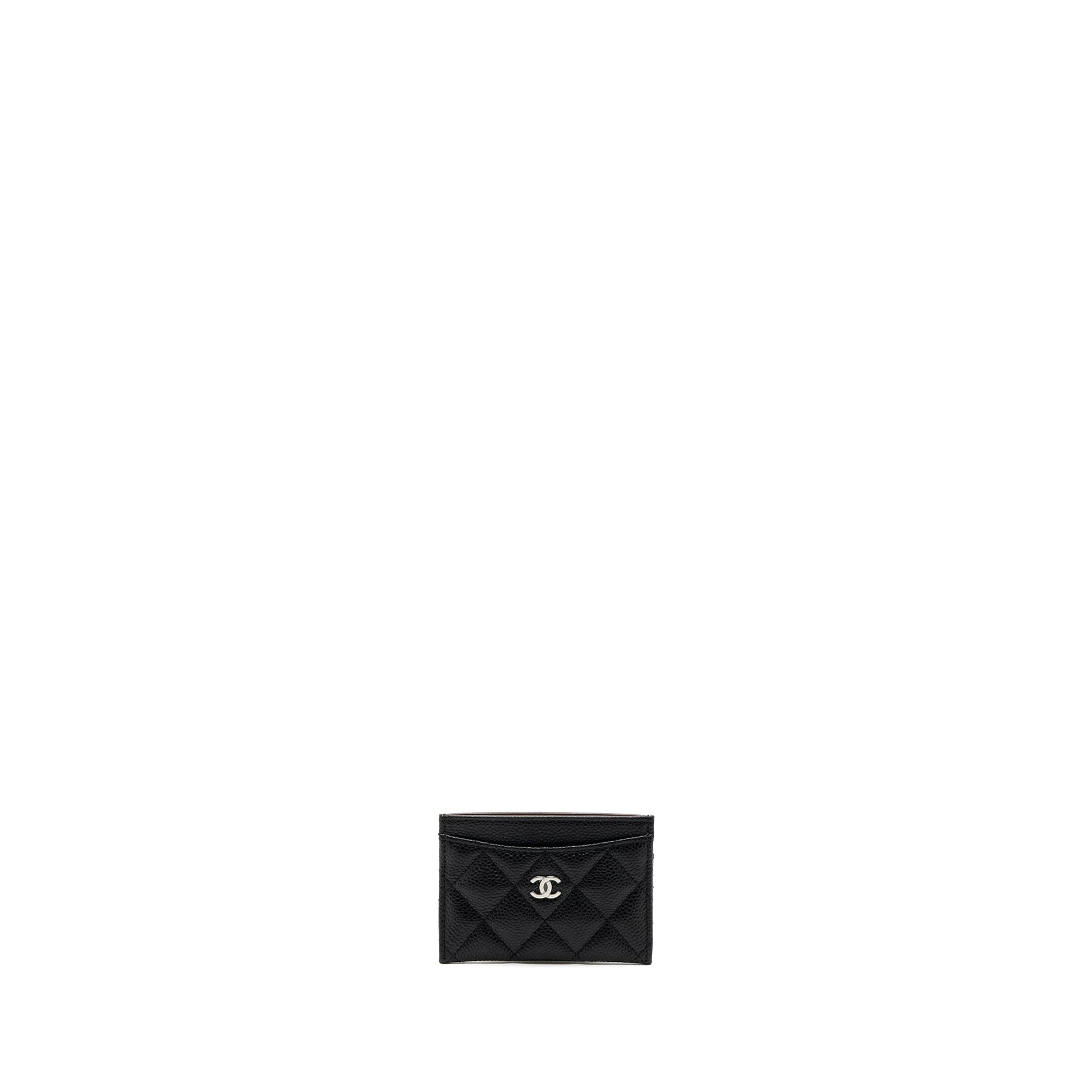 Chanel Classic Card Holder Caviar SHW Microchip Black Wallet Case Microchip 1
