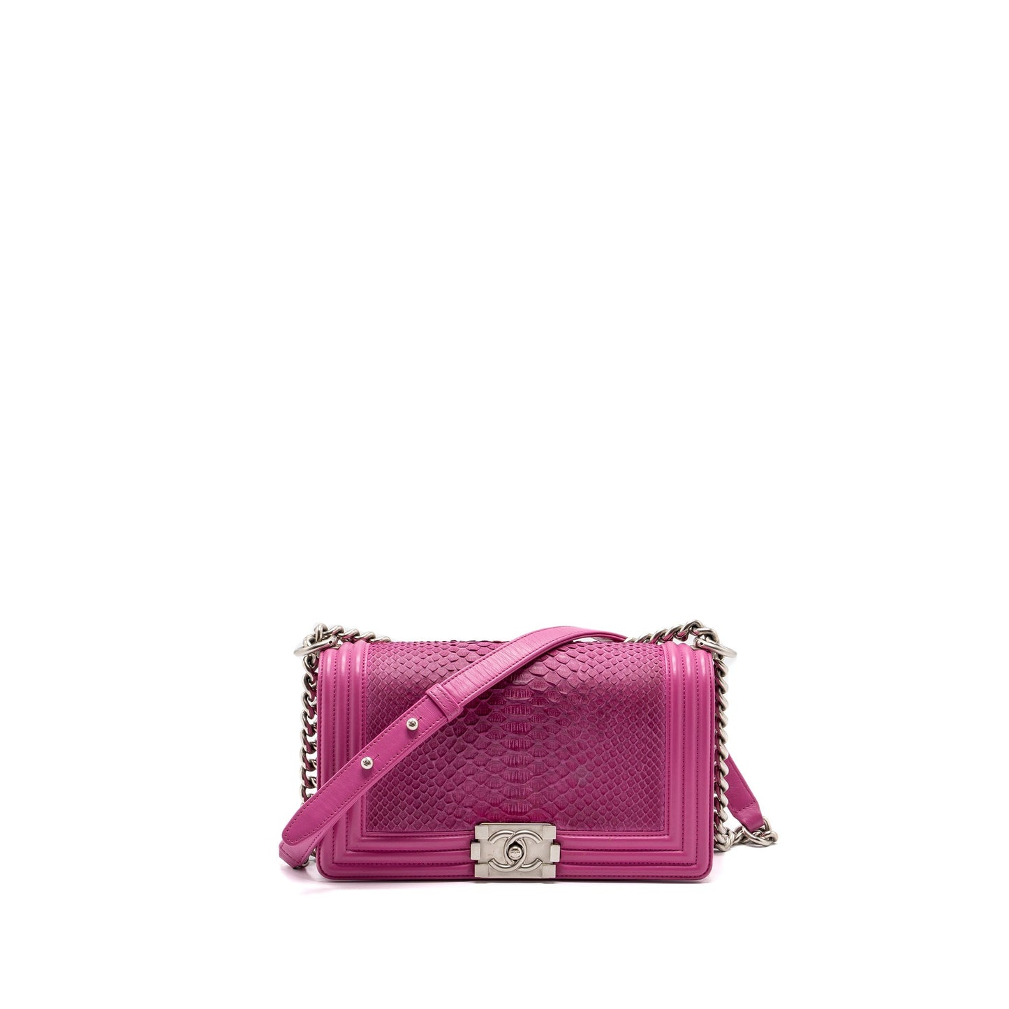 Chanel Boy Python Brushed SHW Pink Handbag