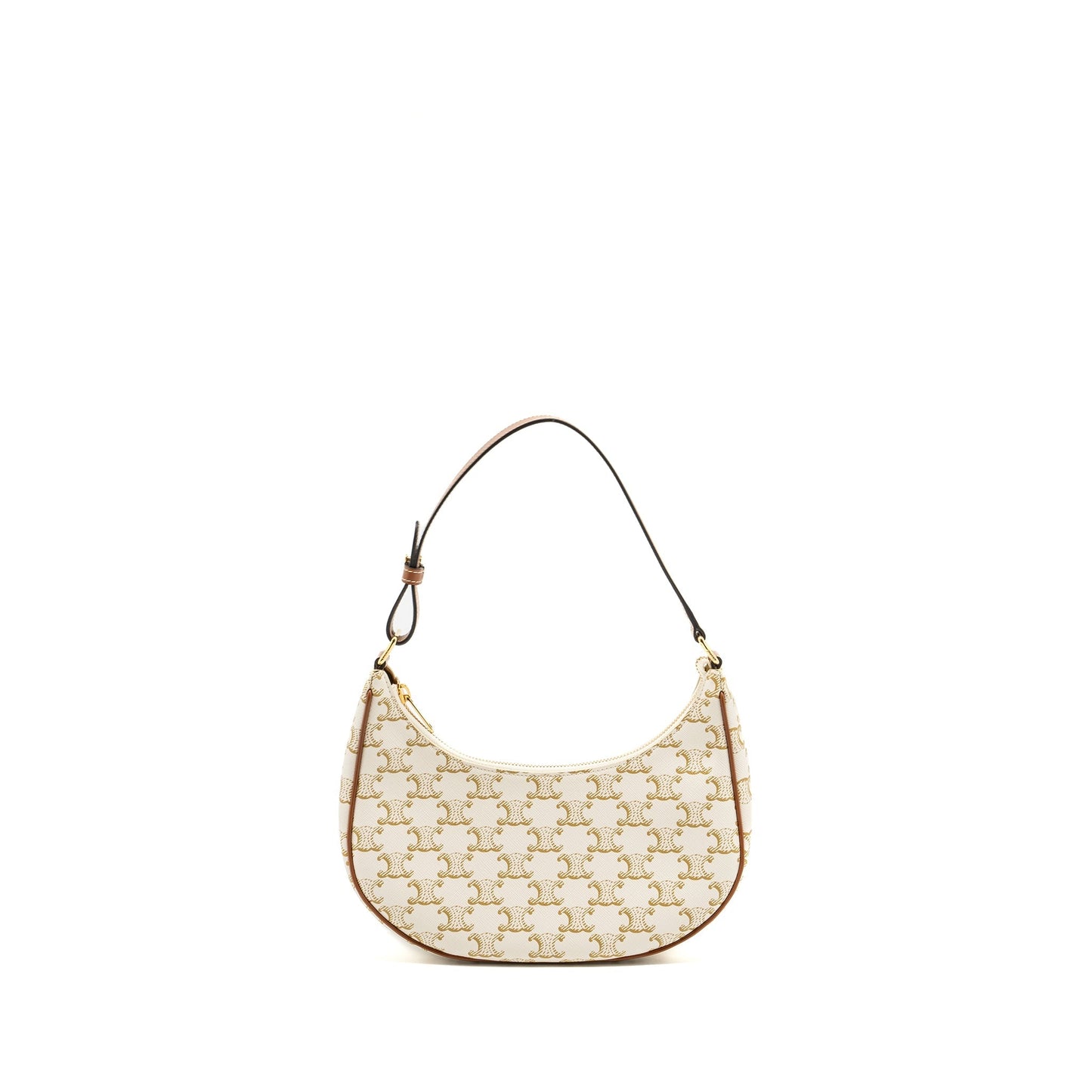 Celine Ava Purse Triomphe Calfskin Handbag Canvas White Travel Bag Brown Handbag