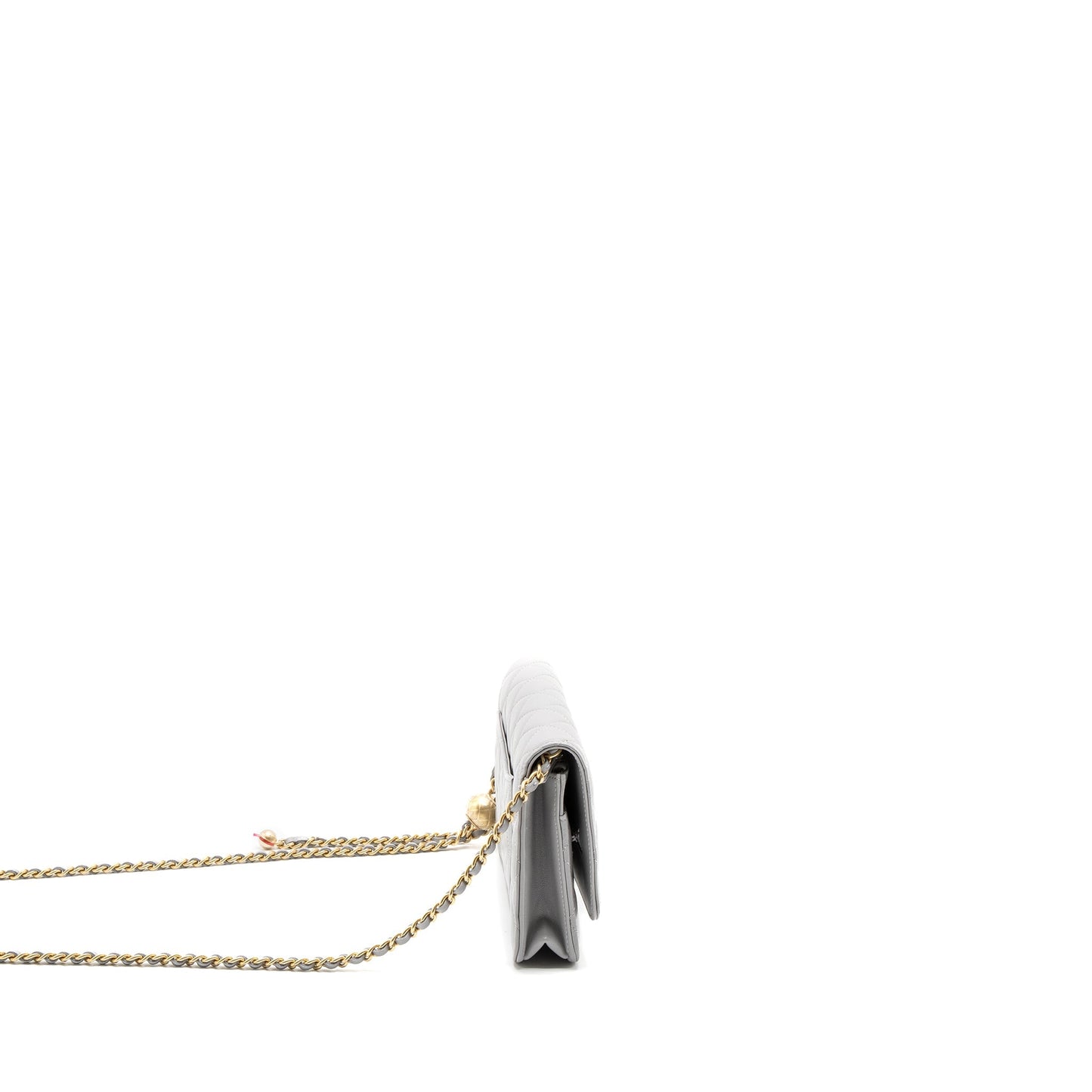 Chanel Pearl Crush on Lambskin Light Brushed Grey Wallet Case