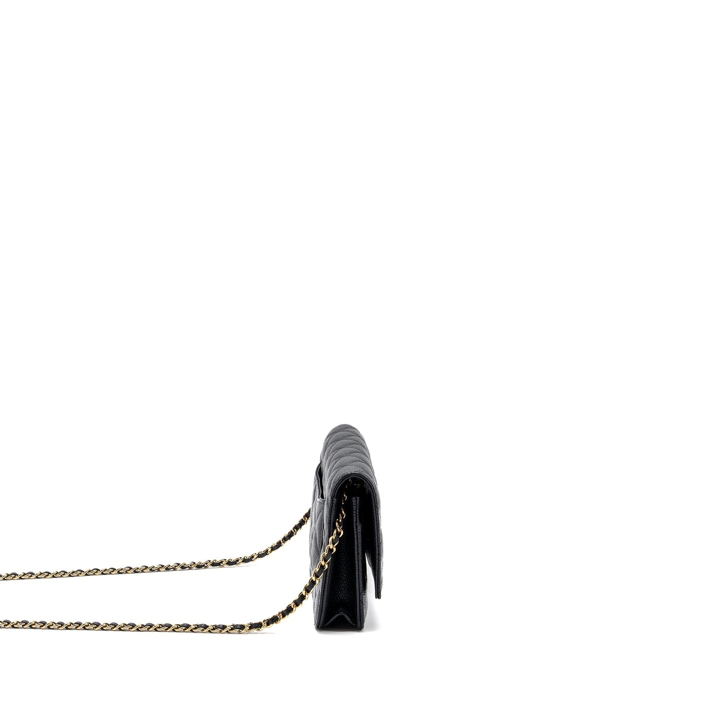 Chanel Classic On Caviar GHW Black Wallet Case Black Ghw