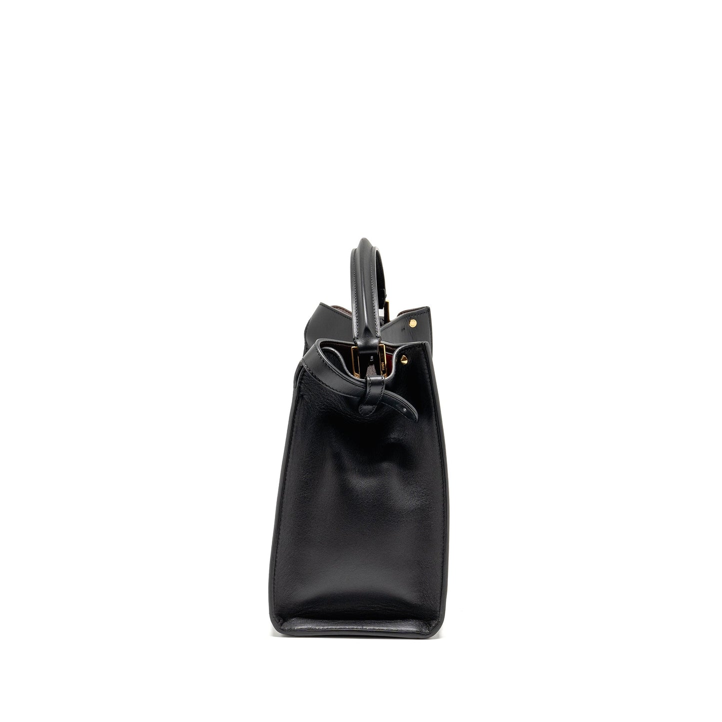 Fendi Peekaboo Lite Calfskin Handbag Black Medium Travel Bag