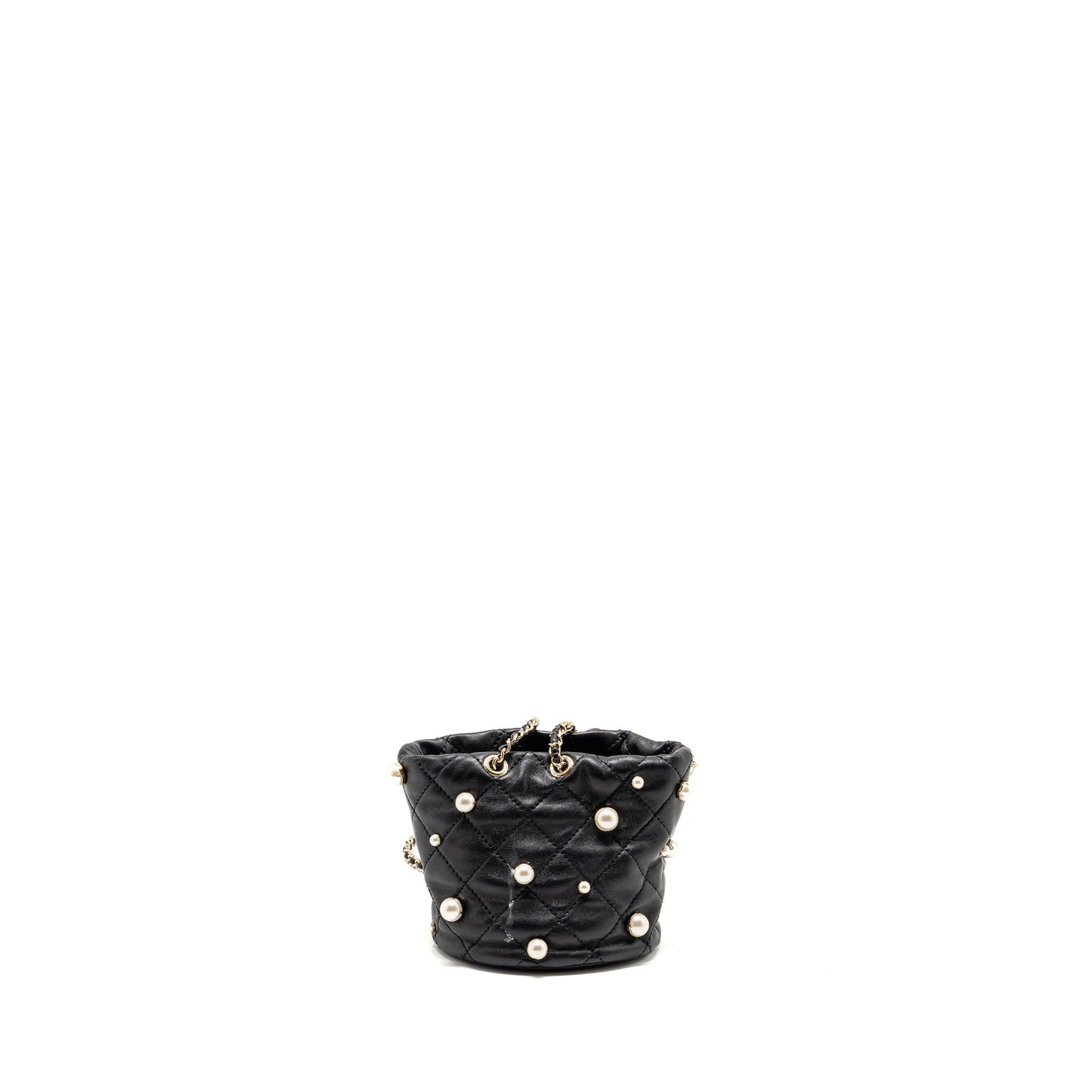 Chanel About Pearls Quilted Drawstring Bucket Lambskin Black Jewelry