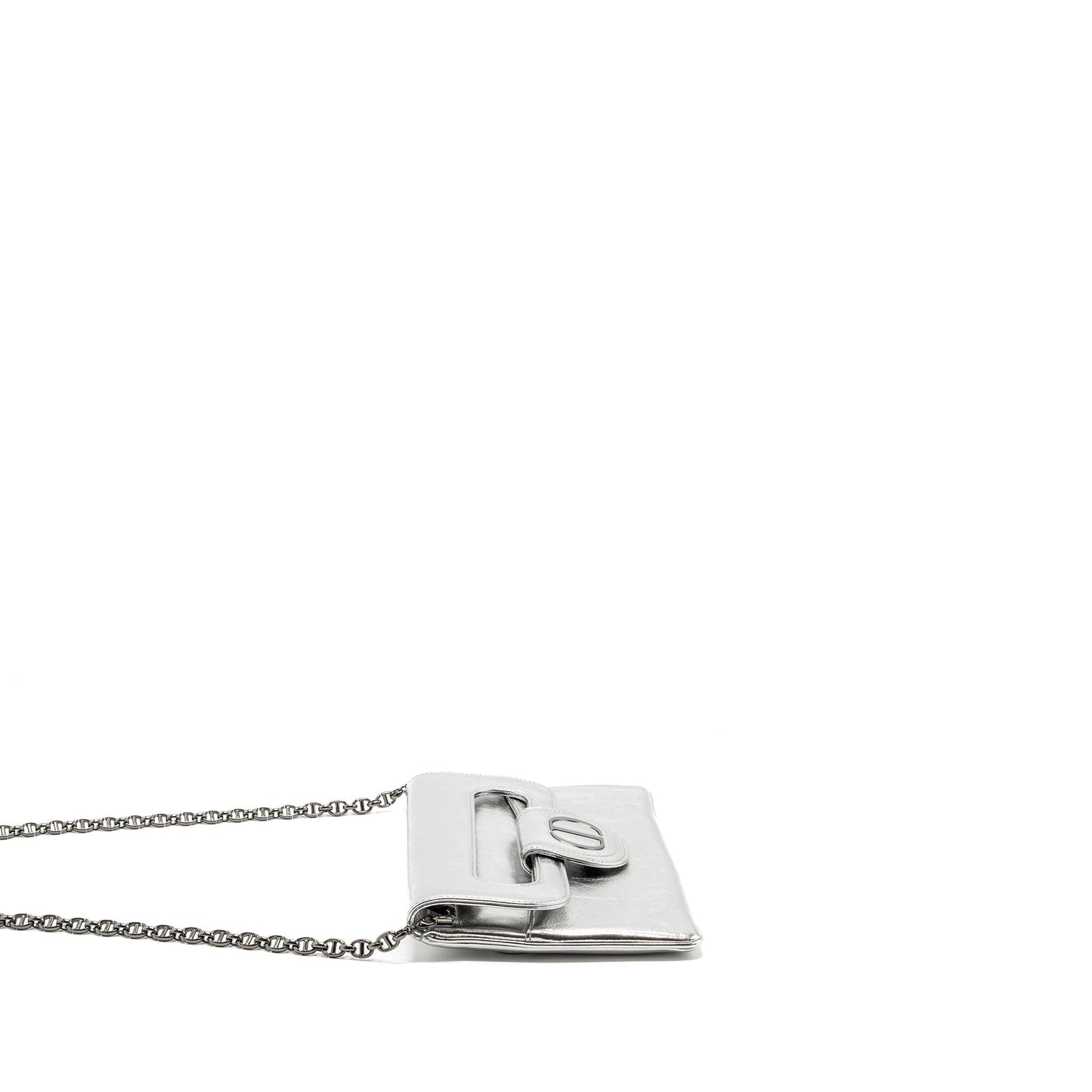 Dior double Clutch With Chains Calfskin Argent Hardware Black Clutch Bag