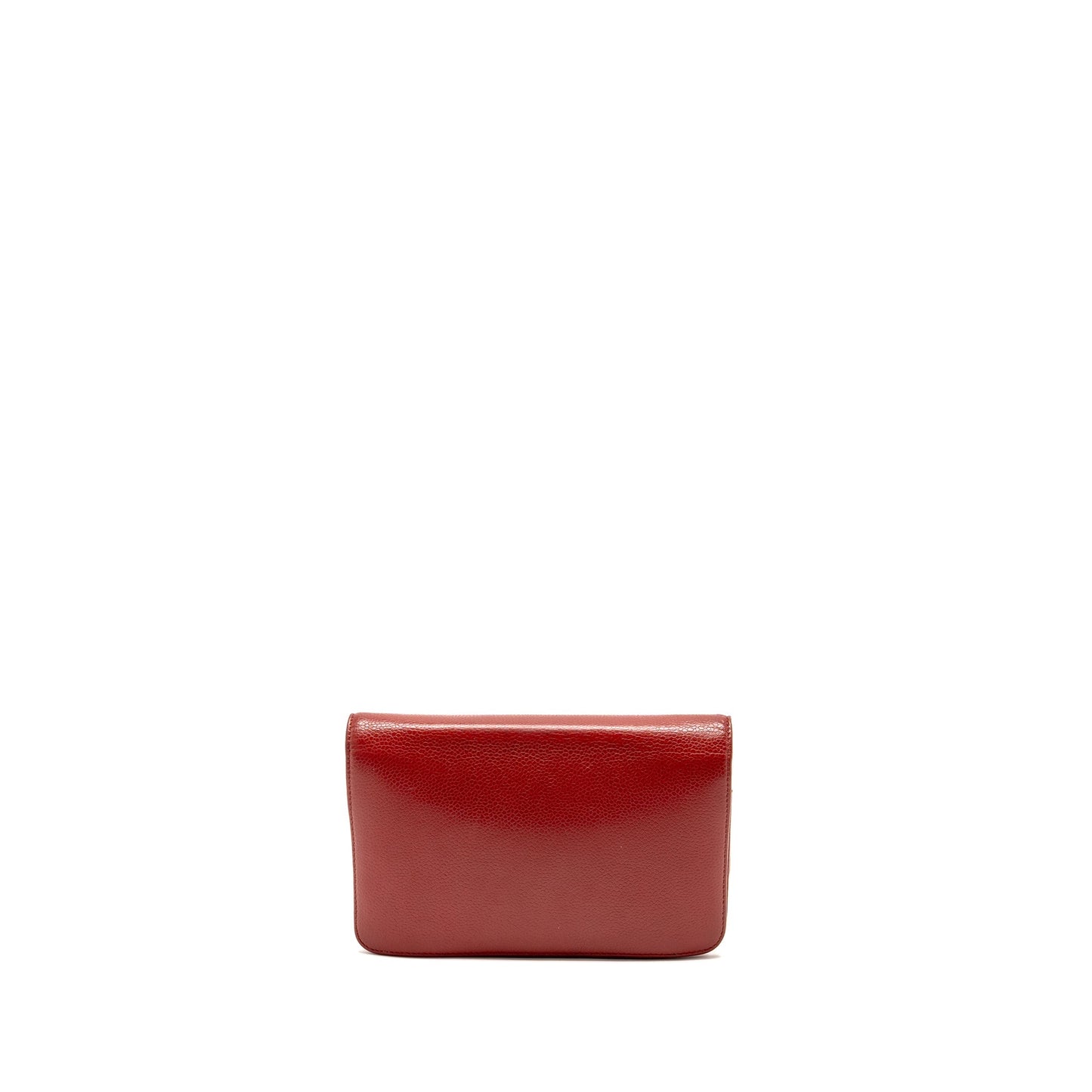 Chanel Timeless On Caviar SHW Red Wallet Case
