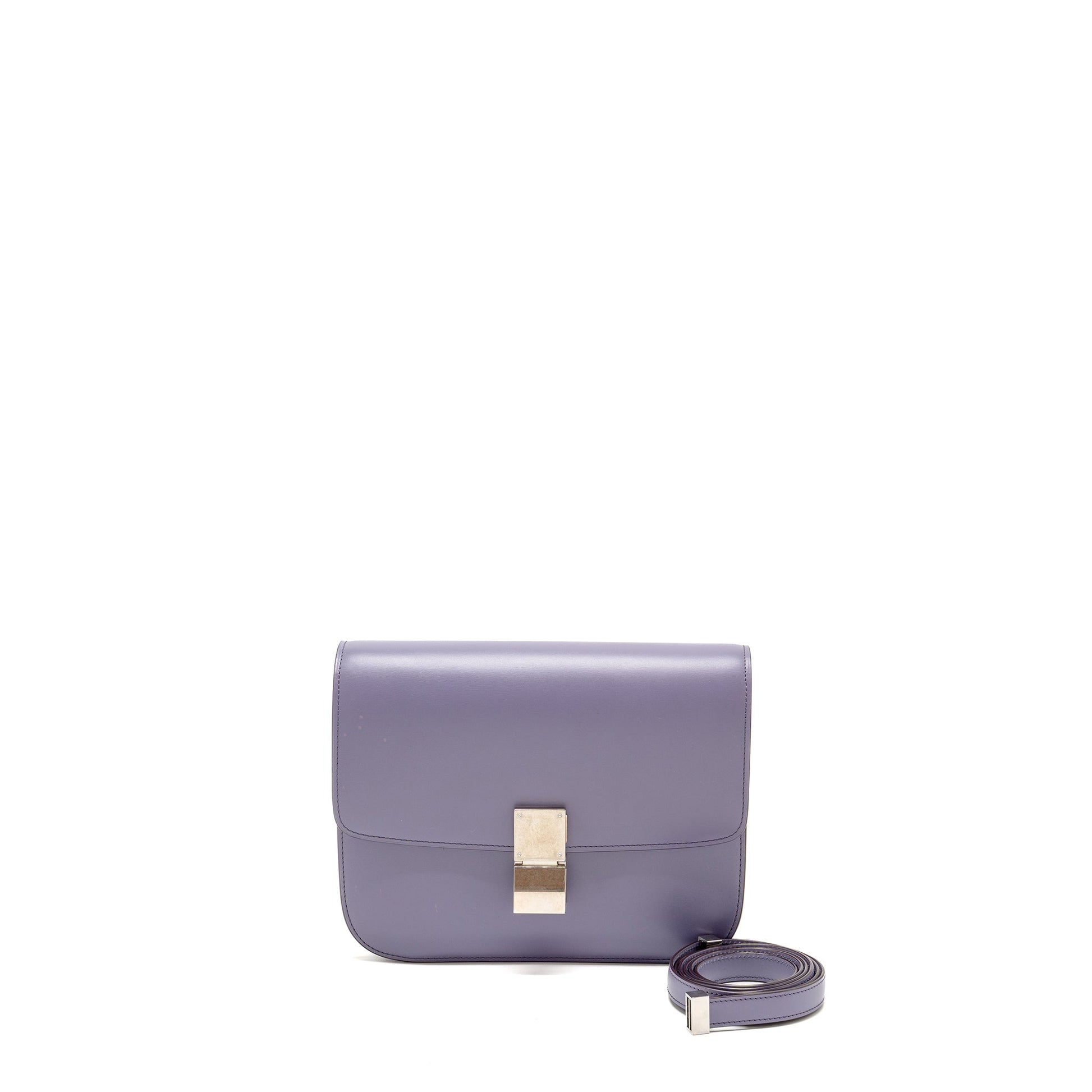 Luxury Classic Box Bag Calfskin Purple Shw Medium Travel Bag