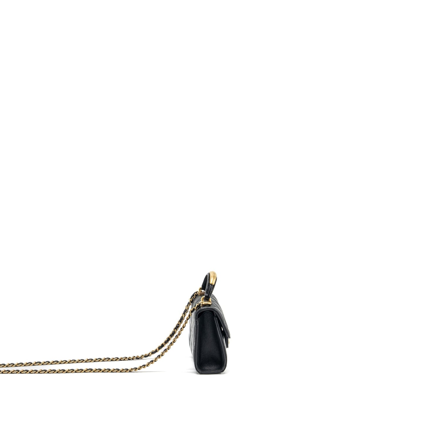 Chanel 22B Top Handle Flap Lambskin GHW Black Clutch Bag