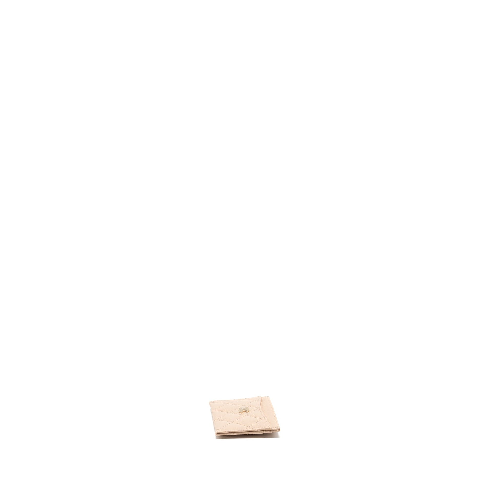 Chanel classic card holder caviar light LGHW Beige Wallet Case