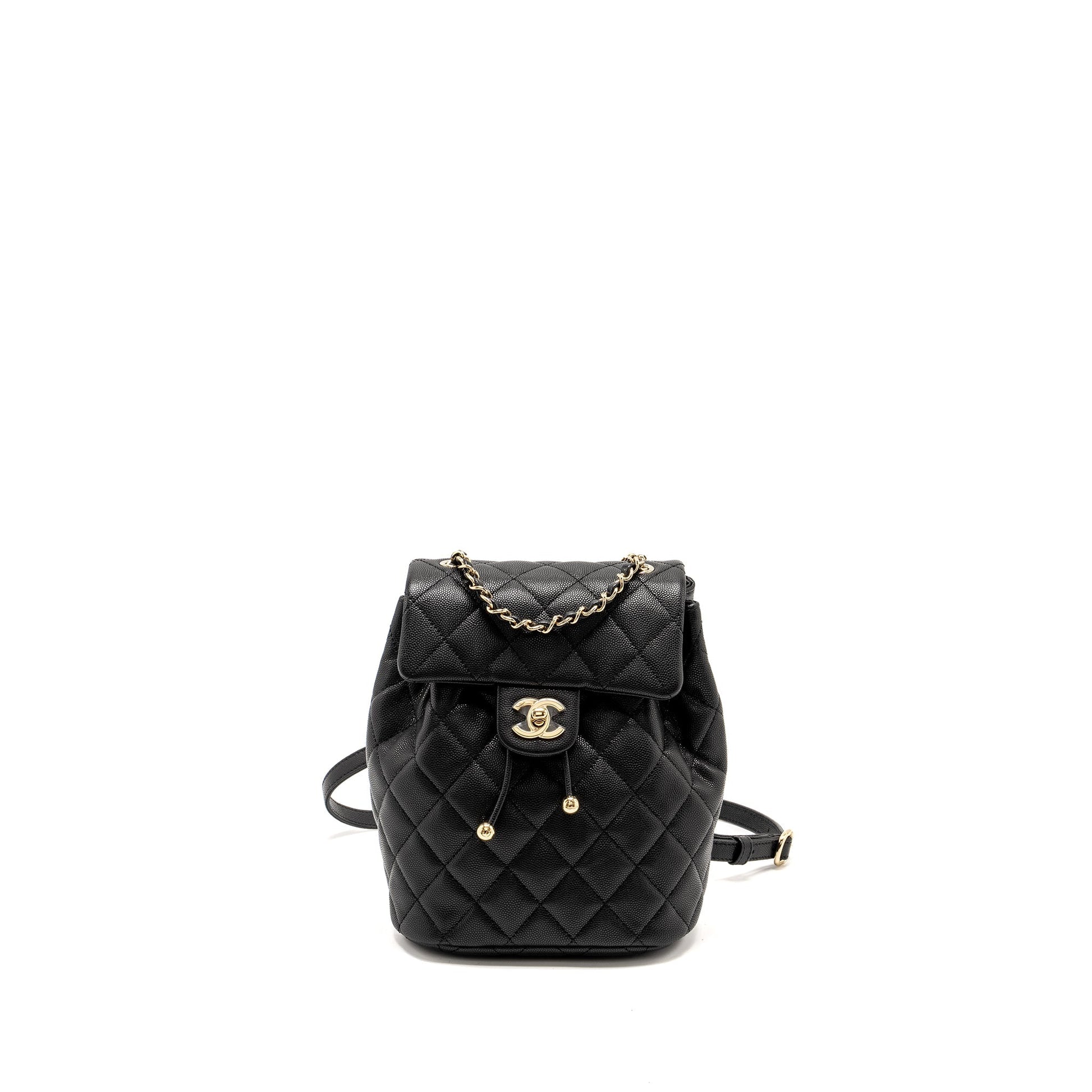 Chanel 23s Quilted Backpack Caviar LGHW Microchip Black