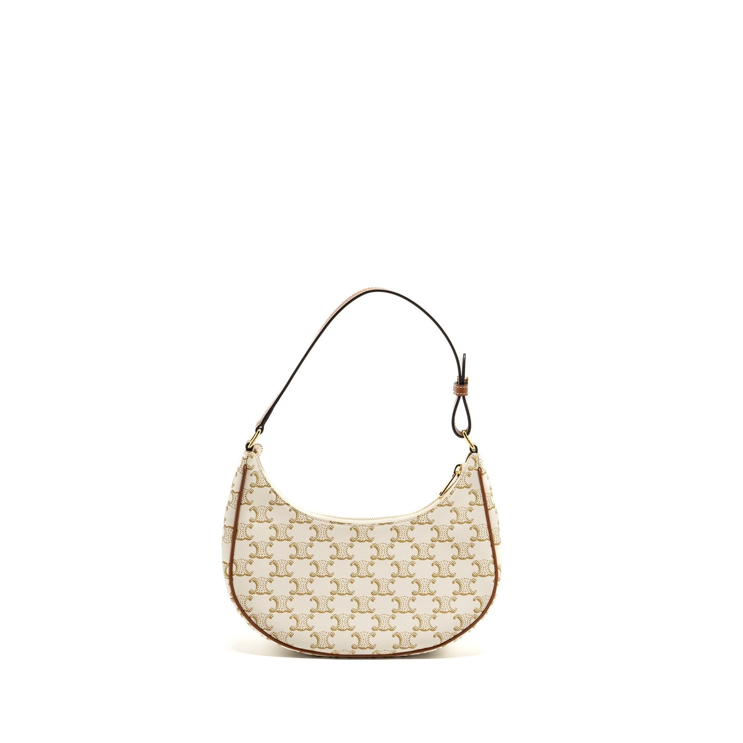 Celine Ava Purse Triomphe Calfskin Handbag Canvas White Travel Bag Brown Handbag