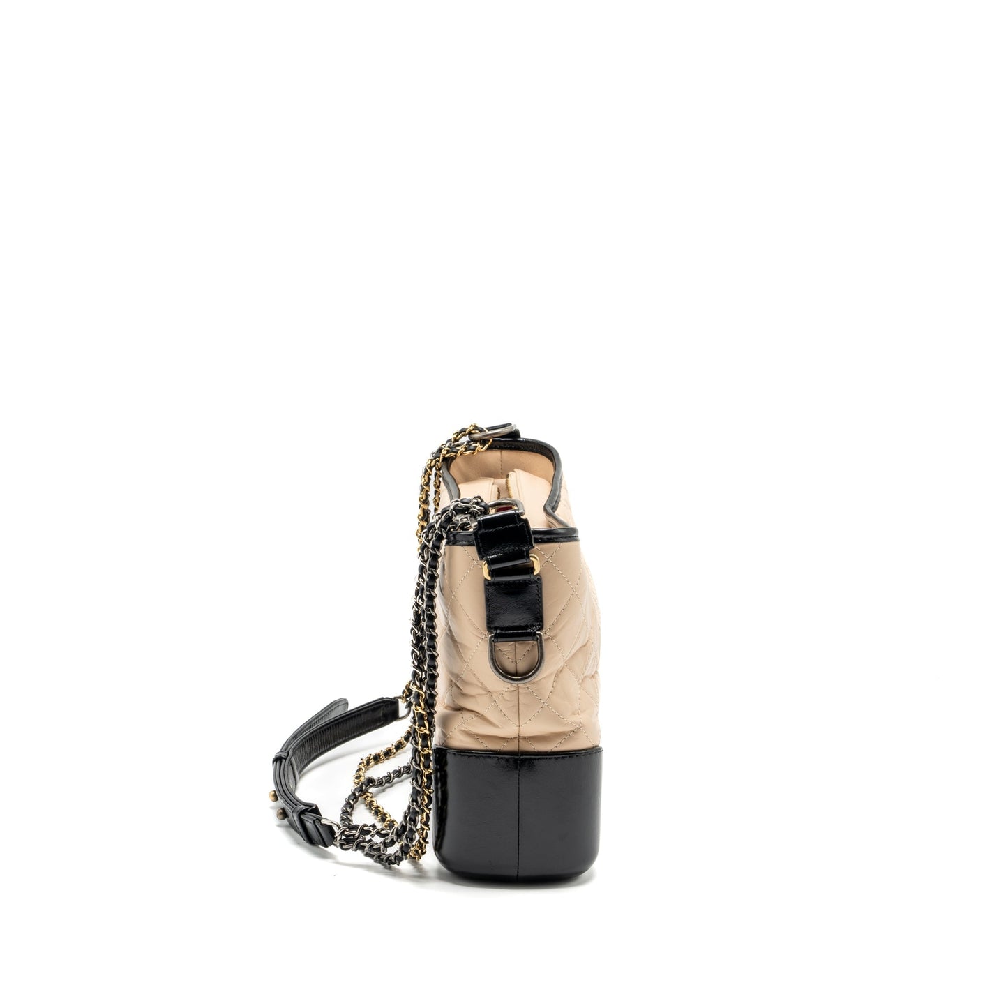 Chanel Gabrielle Hobo Aged Calfskin Hardware Multicolour Black Beige Shoulder Bag